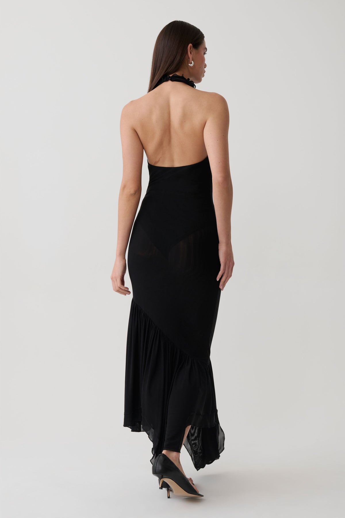 Maisey Mesh Midi Dress - Black