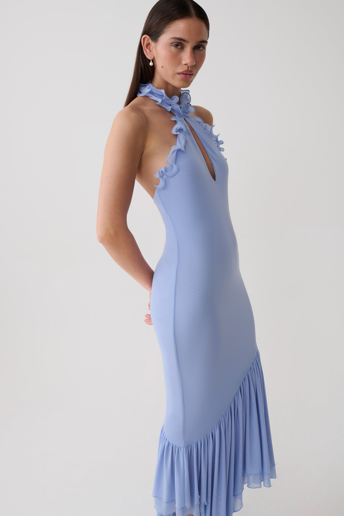 Maisey Mesh Midi Dress - Cornflower Blue