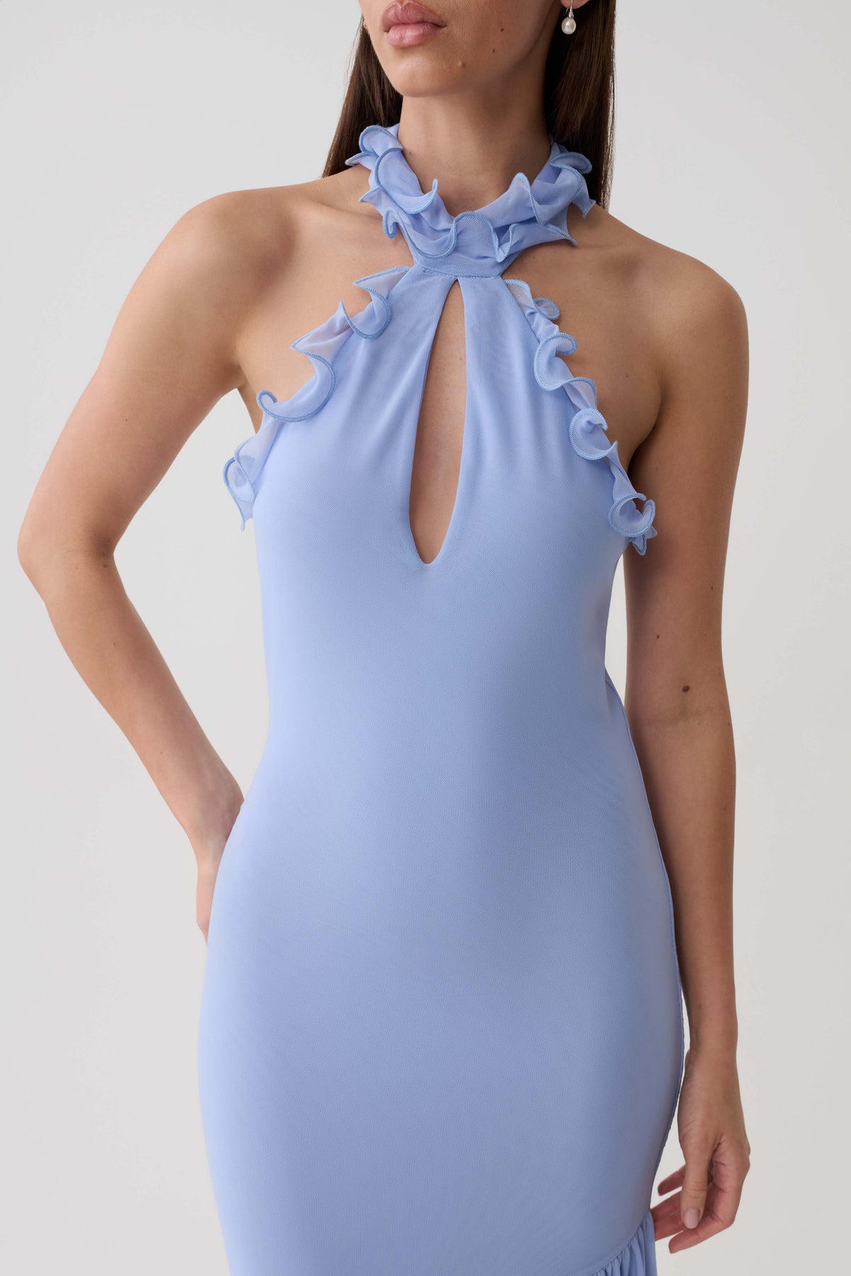 Maisey Mesh Midi Dress - Cornflower Blue #3