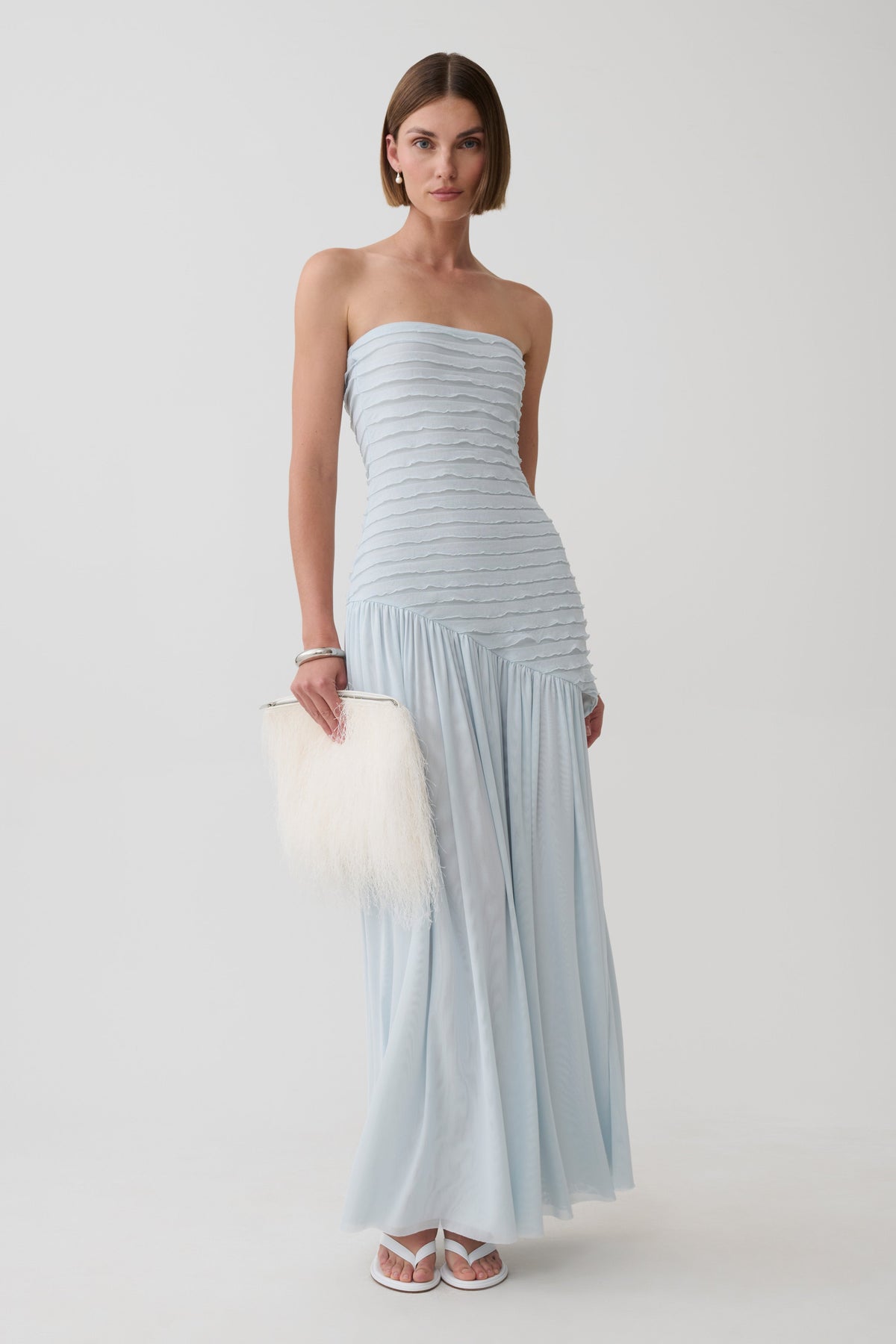 Ciara Frilled Bodice Maxi Dress - Sky Blue