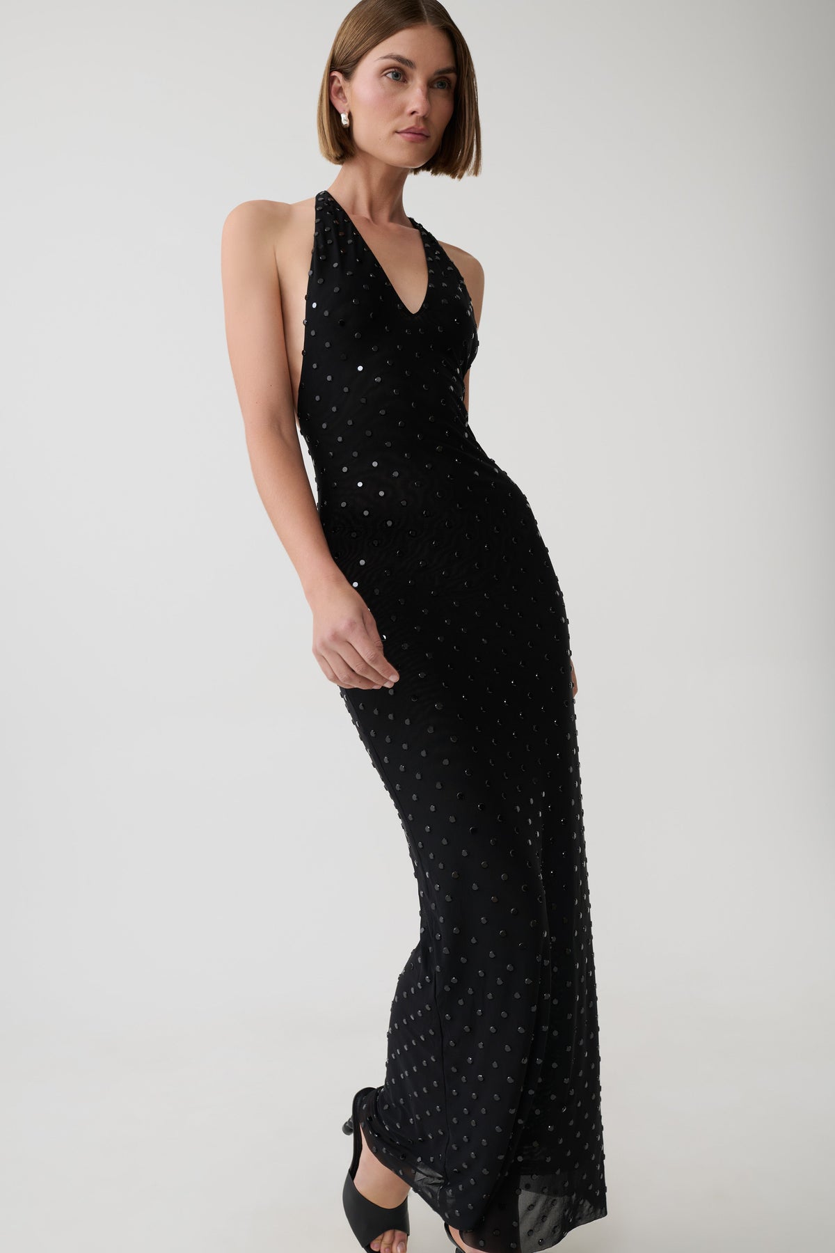 Valentine Diamante Maxi Dress - Black #3