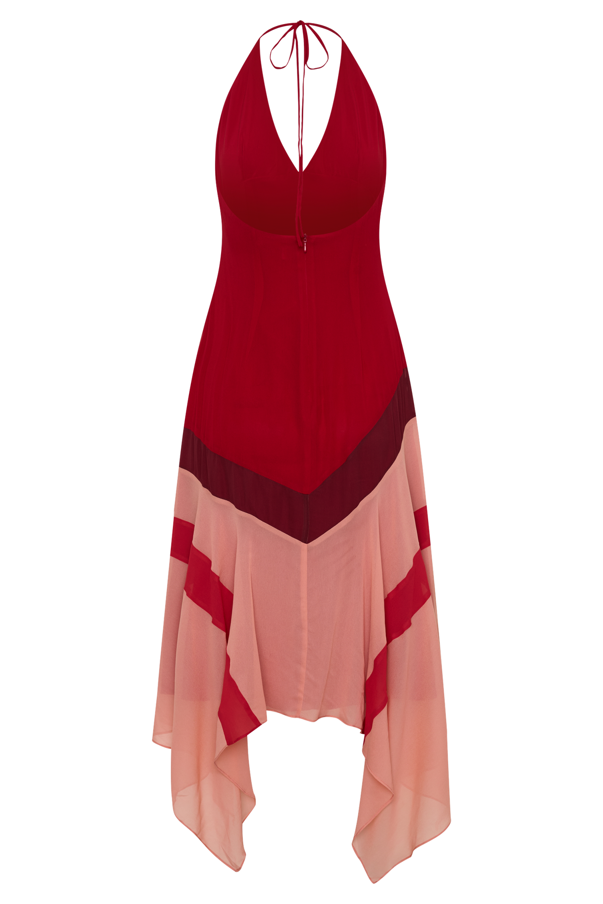 Bettina Chiffon Halter Neck Midi Dress - Red #7