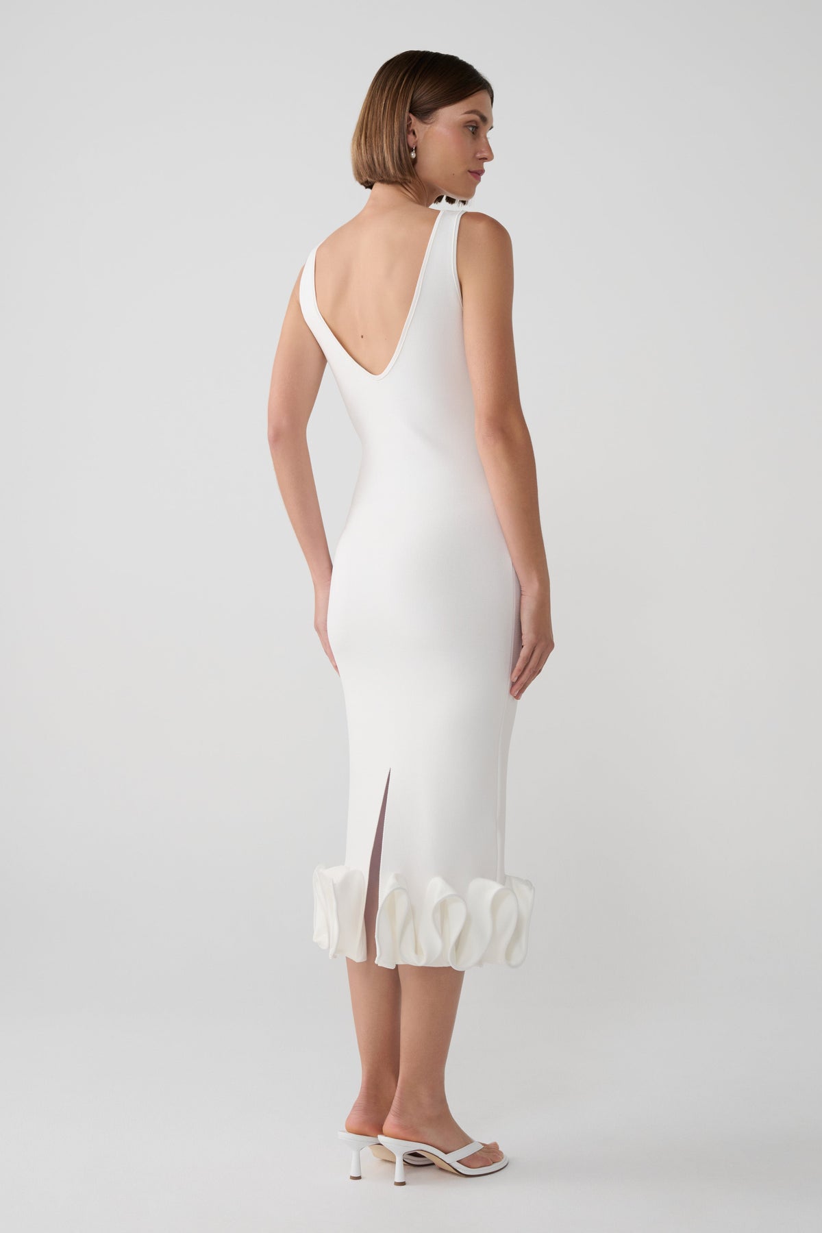 Wendy Wire Hem Knit Midi Dress - White #2