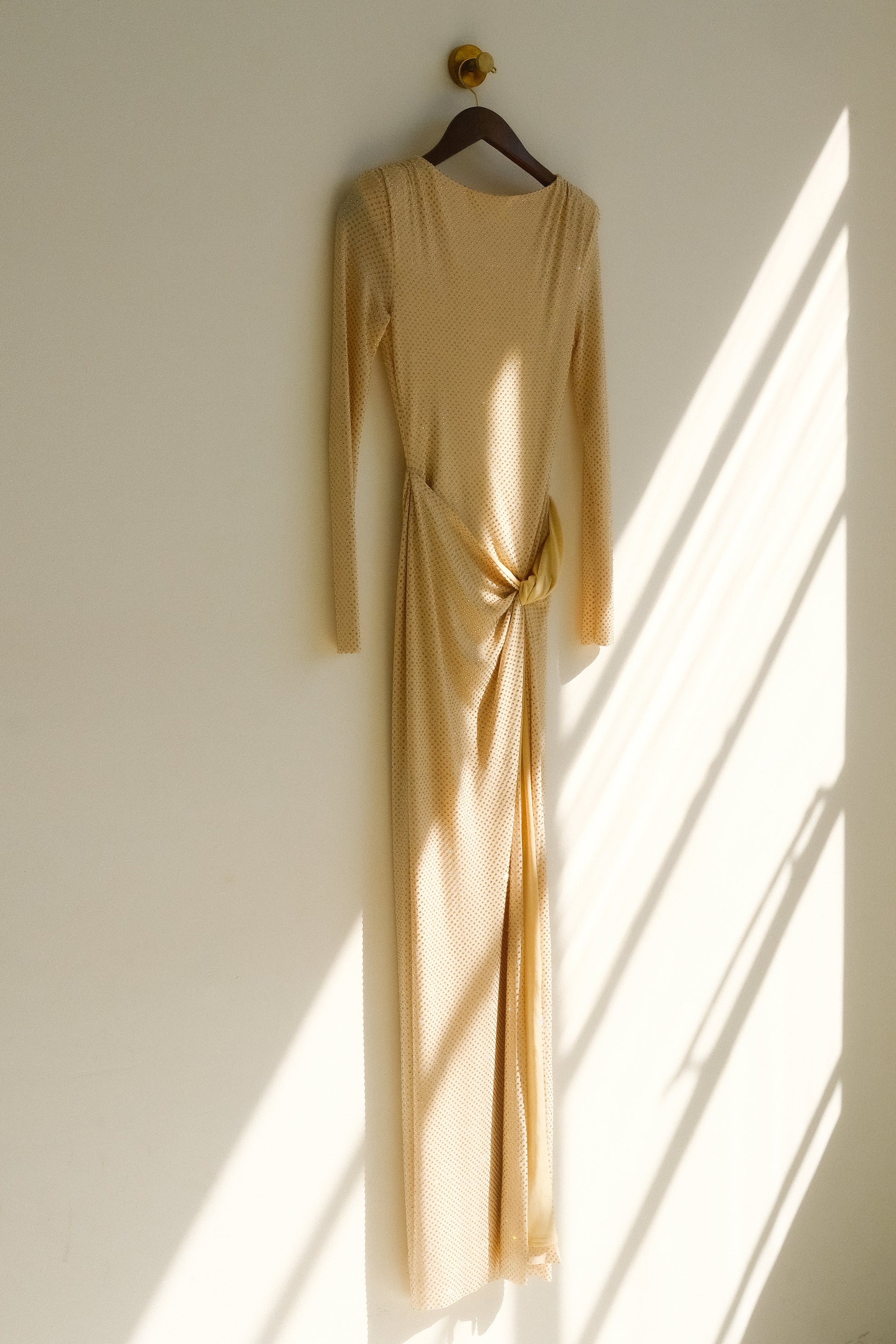 Deanna Long Sleeve Diamante Maxi Dress - Gold #9