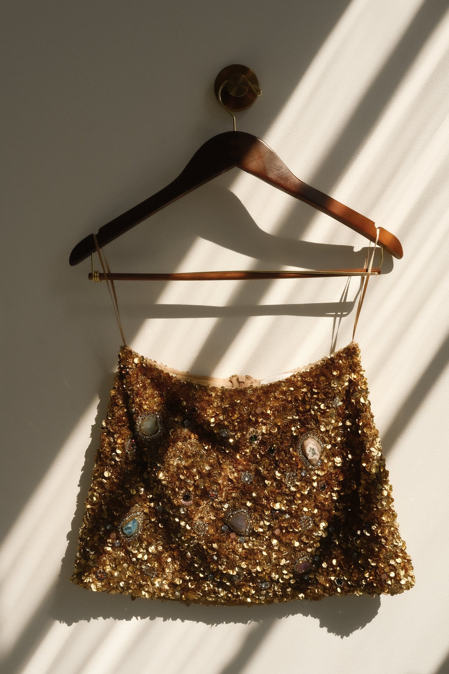 Porter Hand Beaded Mini Skirt - Gold