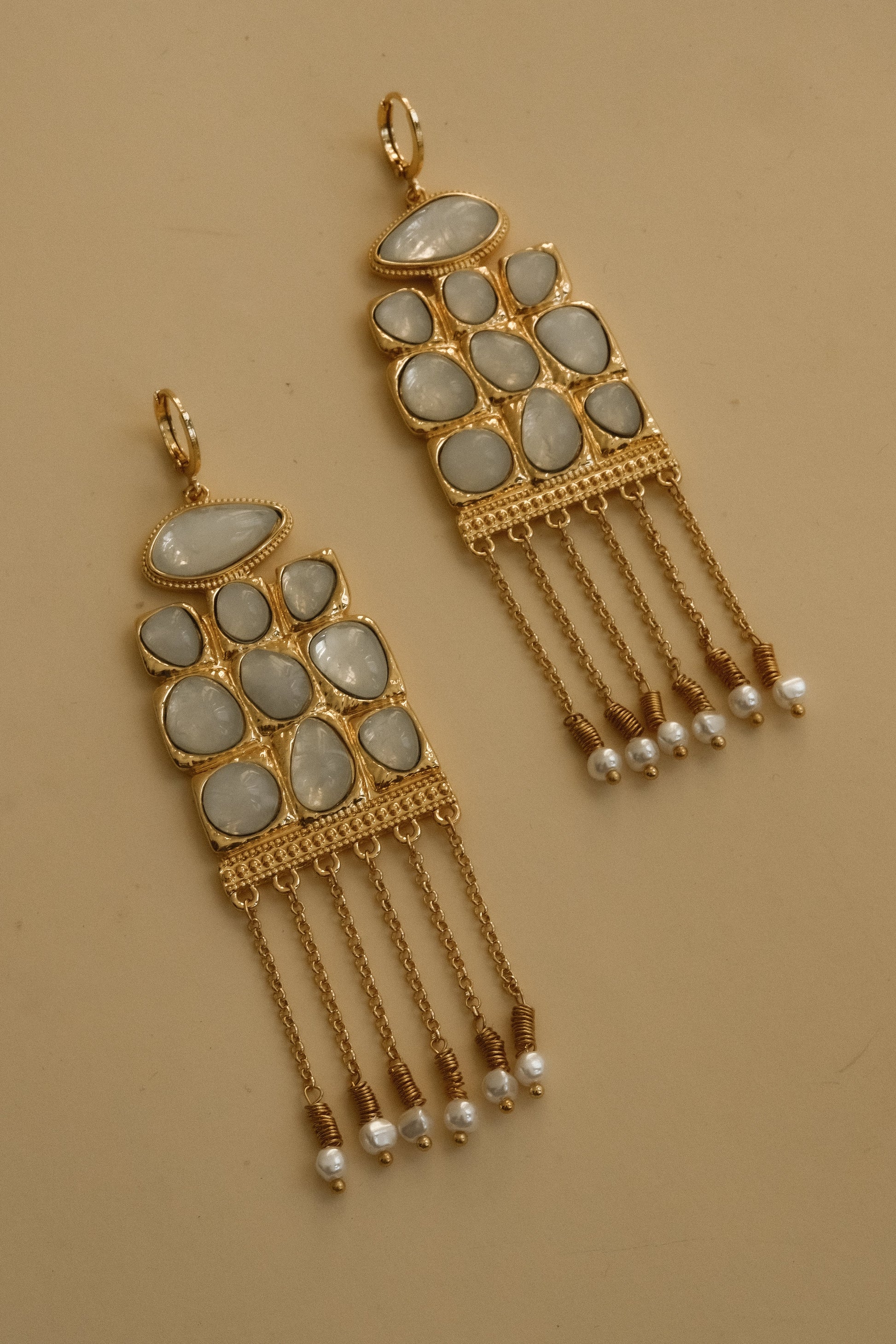 Annika Horizontal Resin Drop Earrings - Gold #3