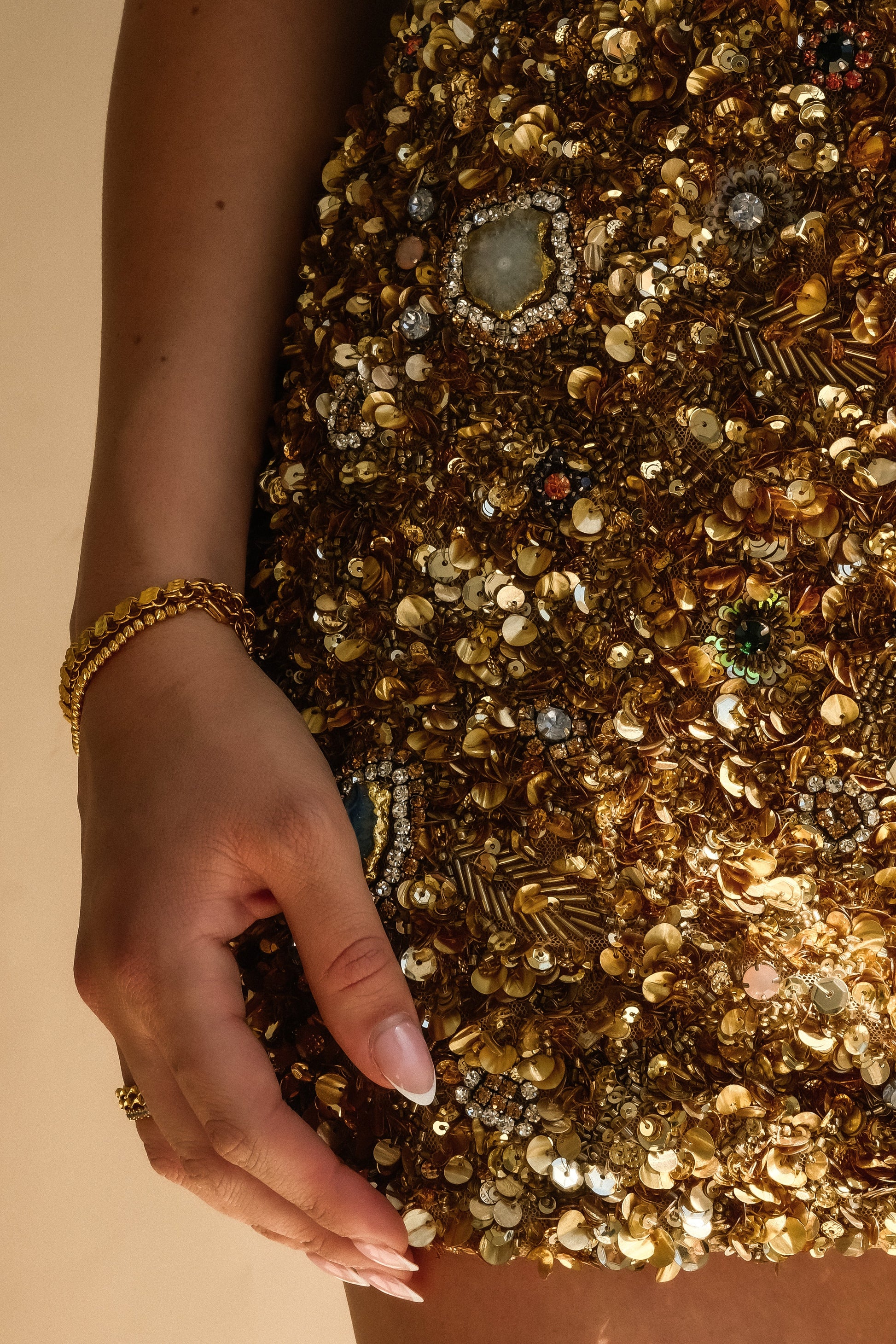 Porter Hand Beaded Mini Skirt - Gold #10