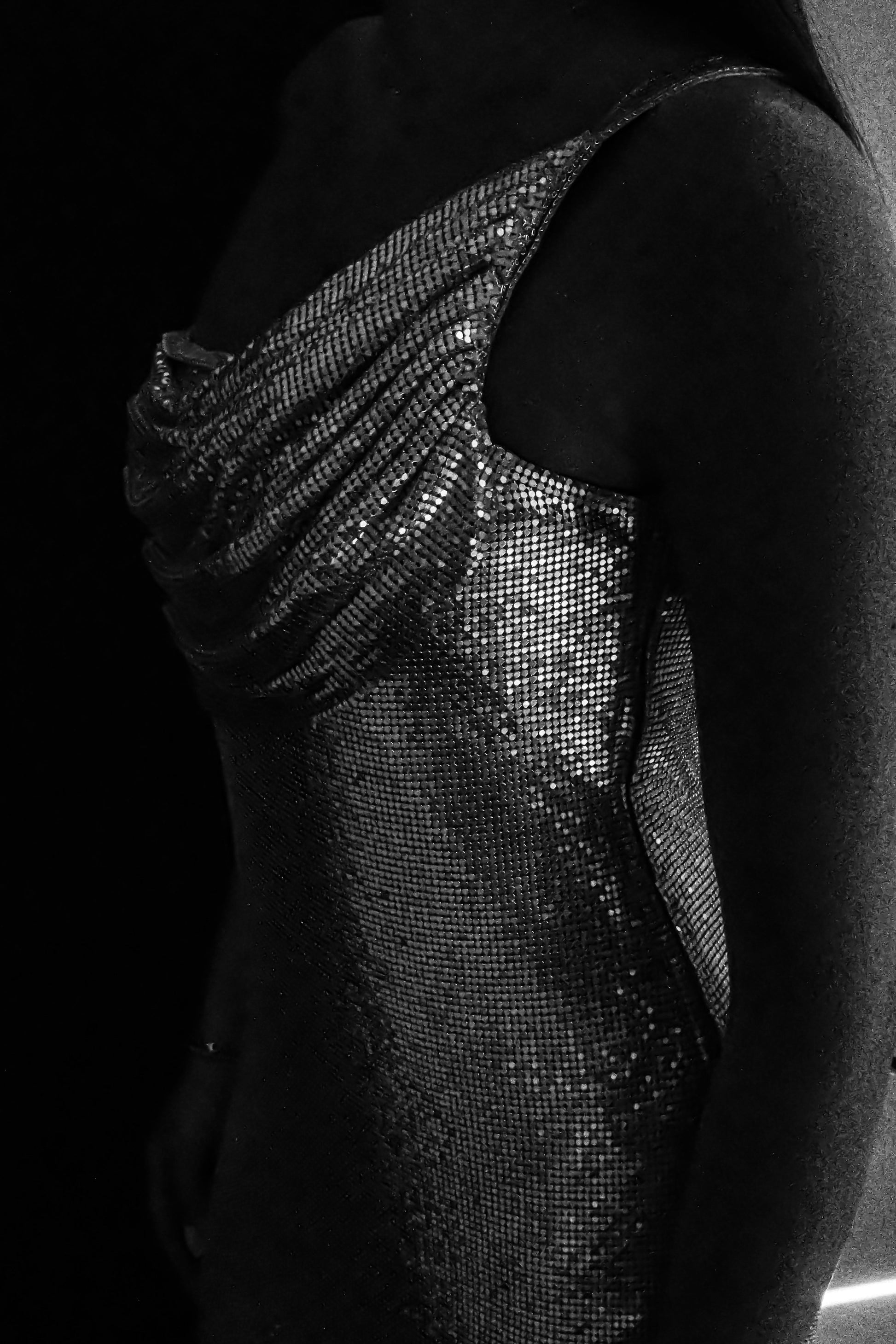 Lyle One Shoulder Glow Mesh Mini Dress - Silver #12