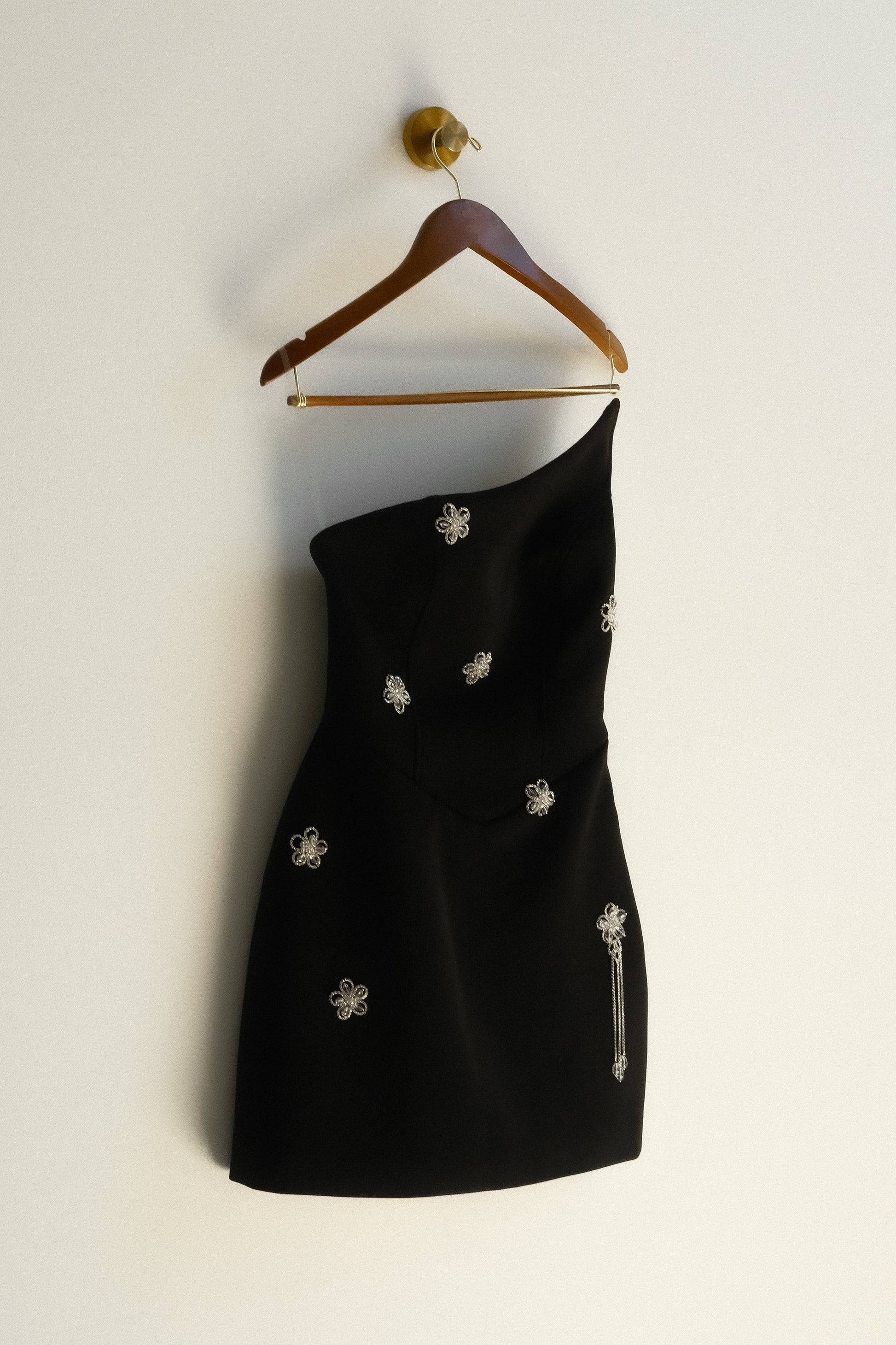 Liva Strapless Diamante Floral Trim Mini Dress - Black #9