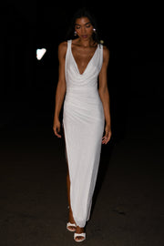 Laney Hot Fix Mesh Cowl Maxi Dress - White