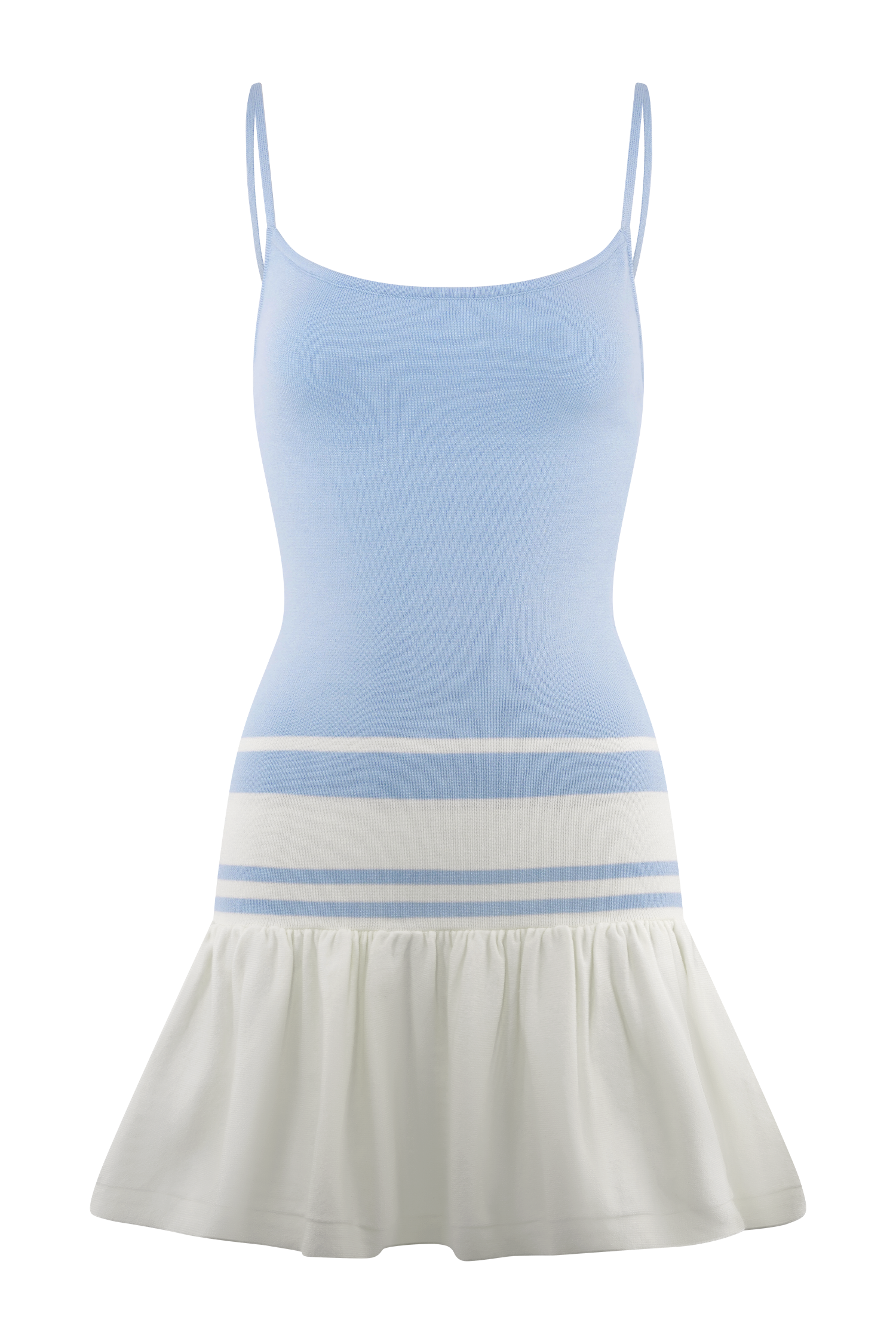 Ellison Contrast Knit Mini Dress - Blue/White #7