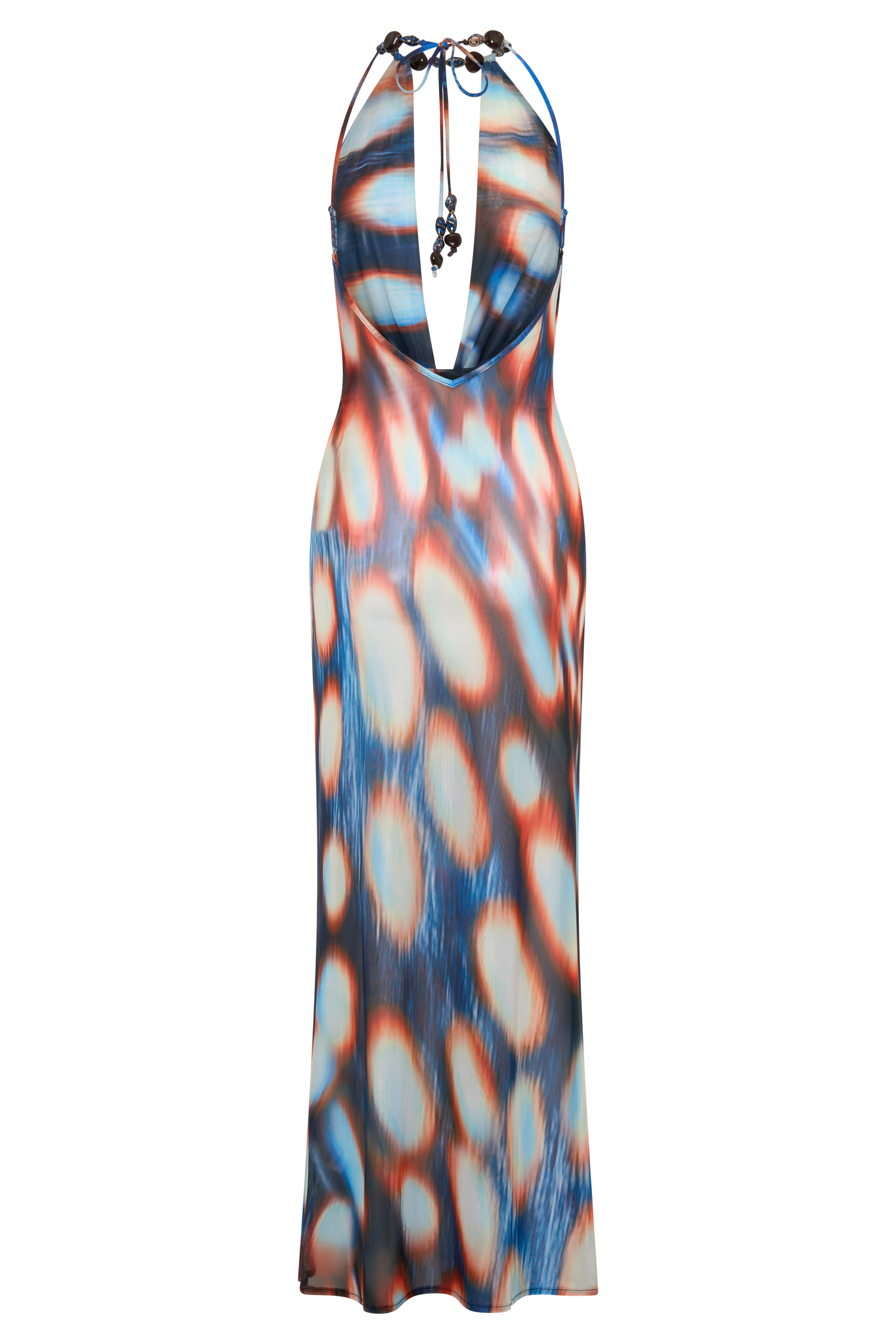 mesh sheer abstract pattern maxi dress Abstract Ink Print Mesh Drama Maxi Dress