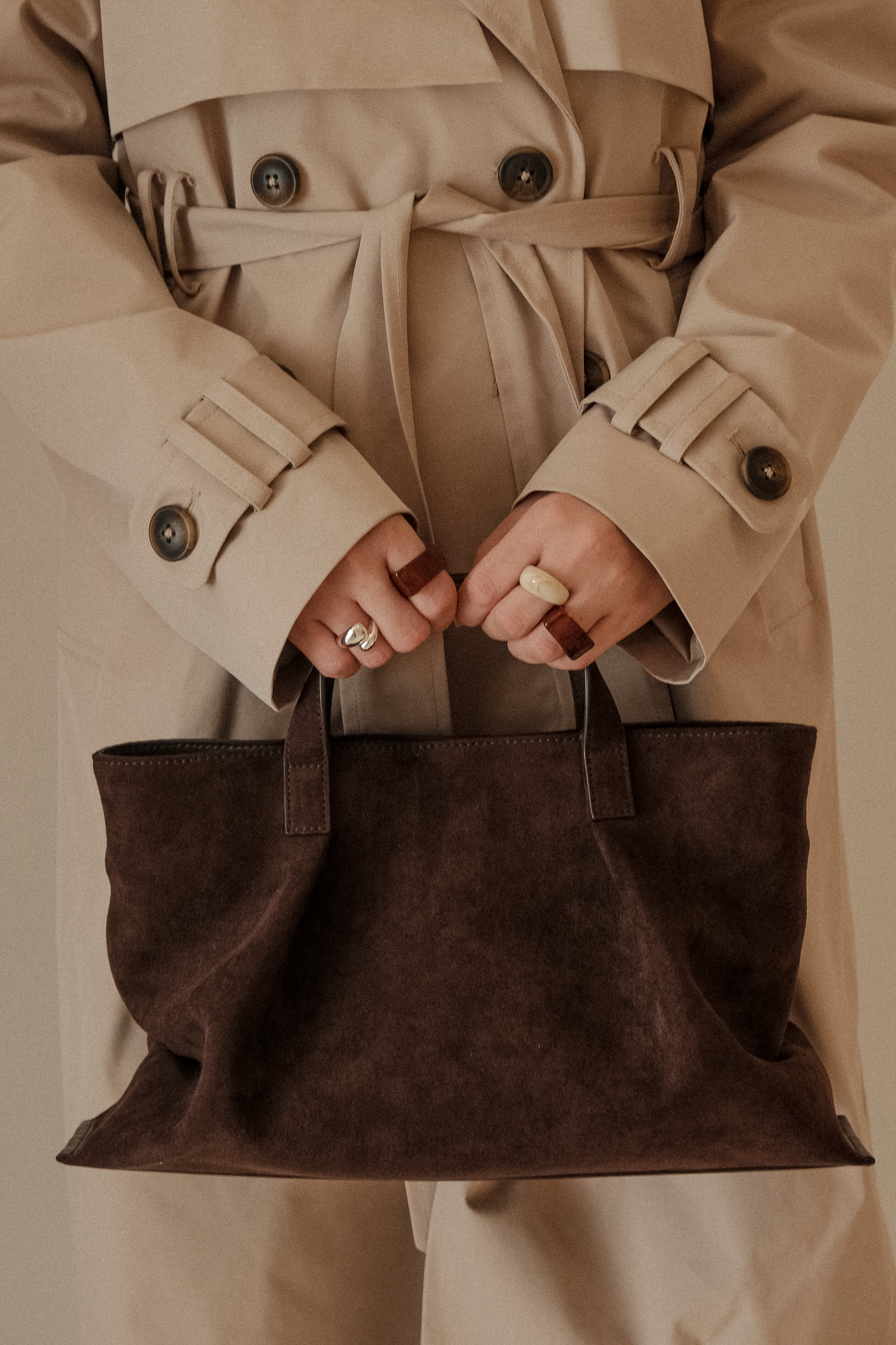 Baylor Faux Suede Bag - Chocolate | MESHKI US