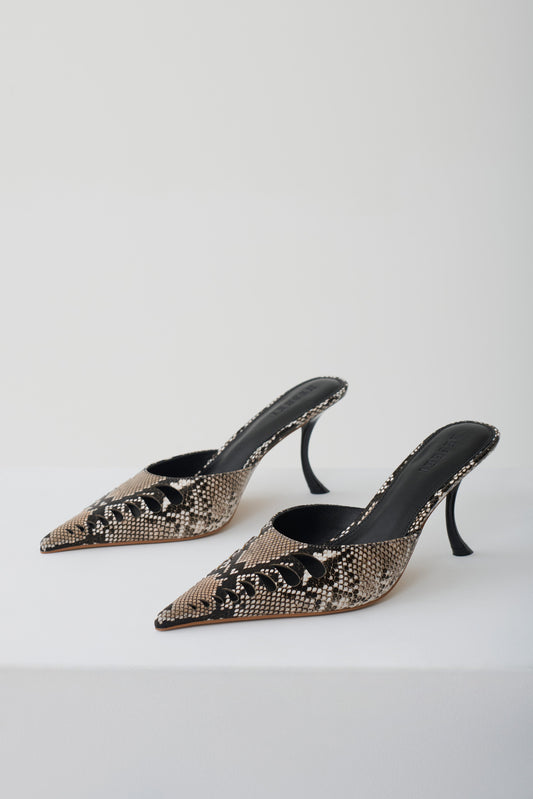 Maddi Pointed Heel - Neutral Snake Print
