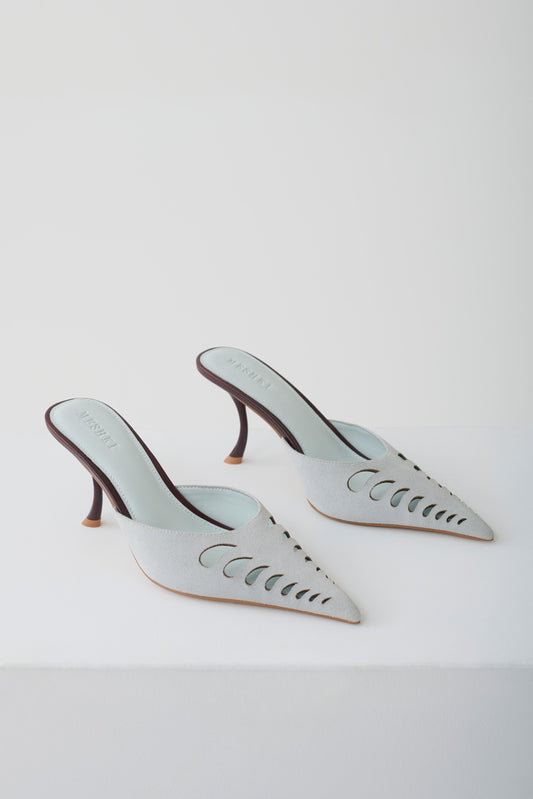 Maddi Pointed Heel - Pale Blue & Burgundy