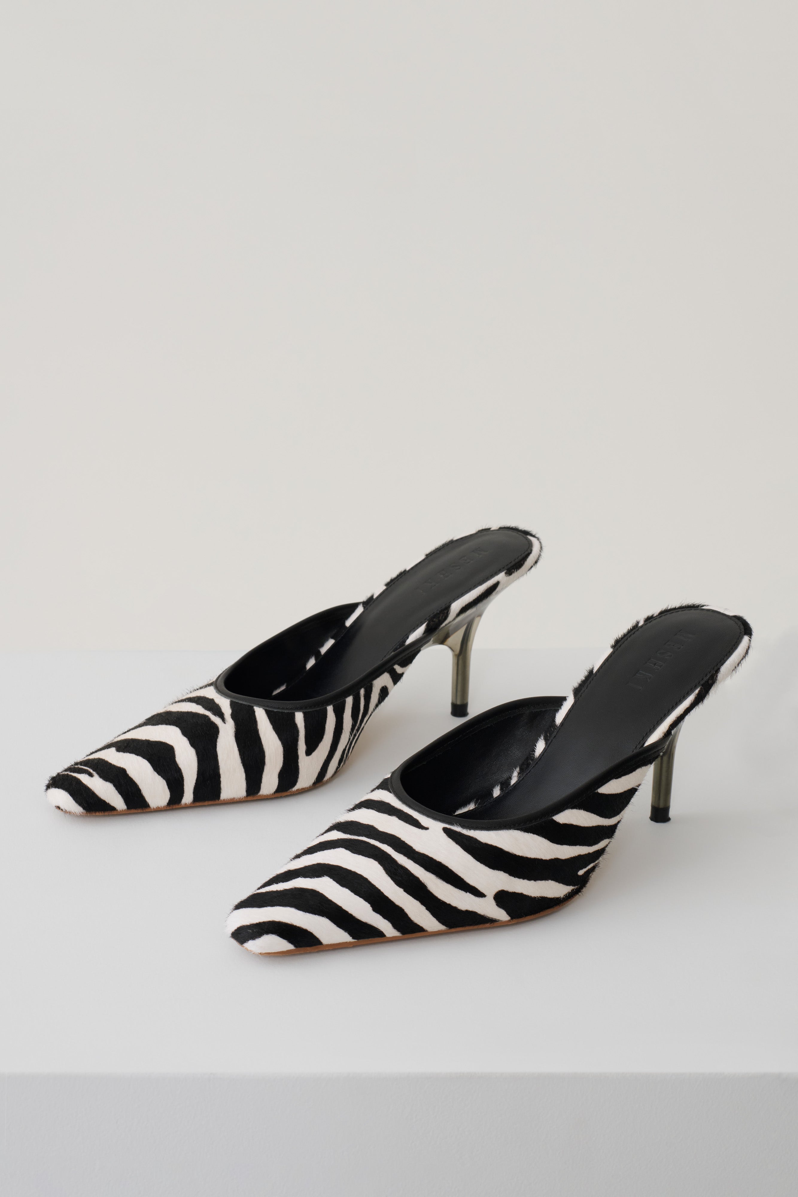 Jules Pointed Toe Mule - Zebra Print | MESHKI US