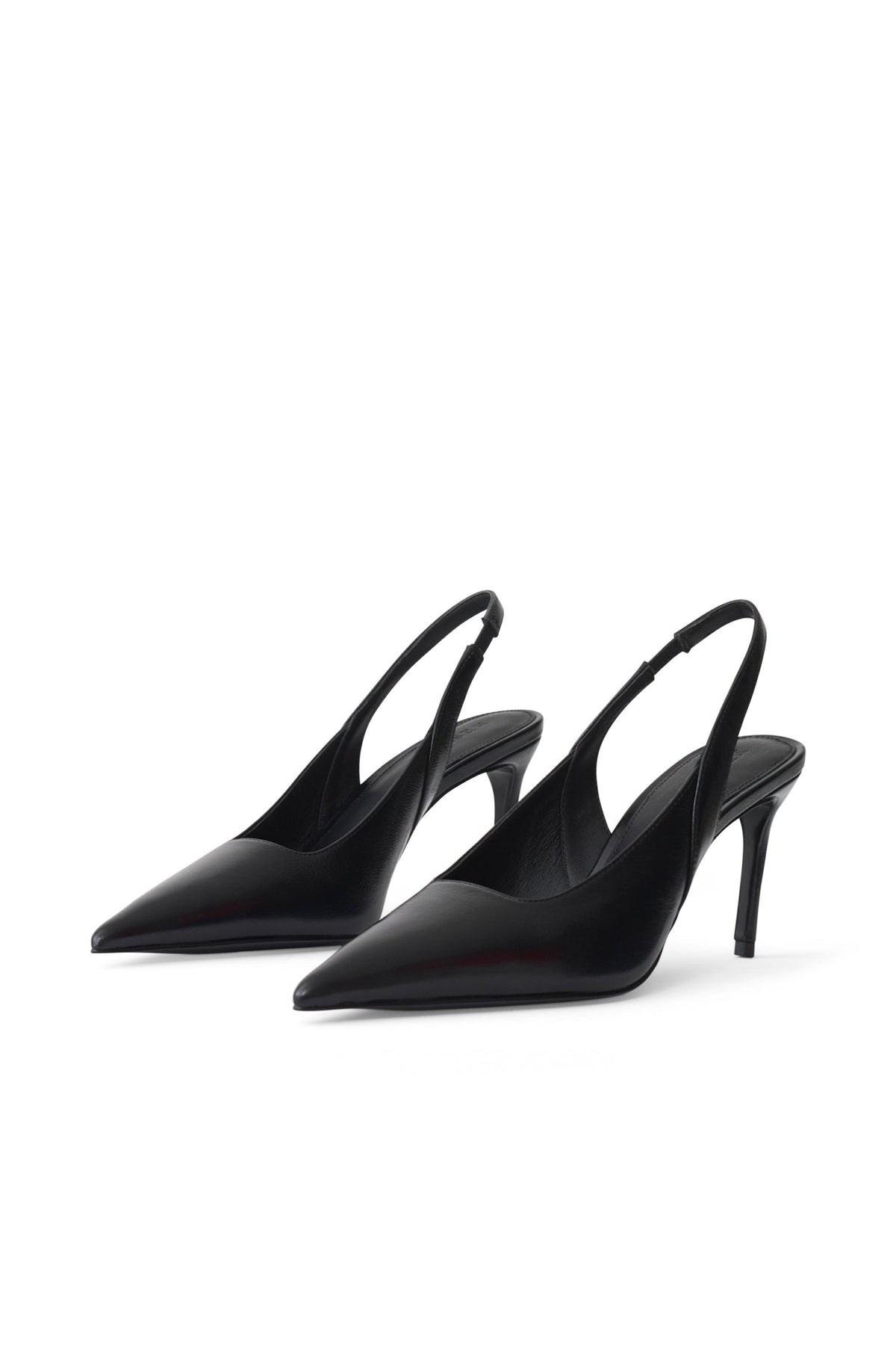 Samar Pointed Sling Back Heels - Black
