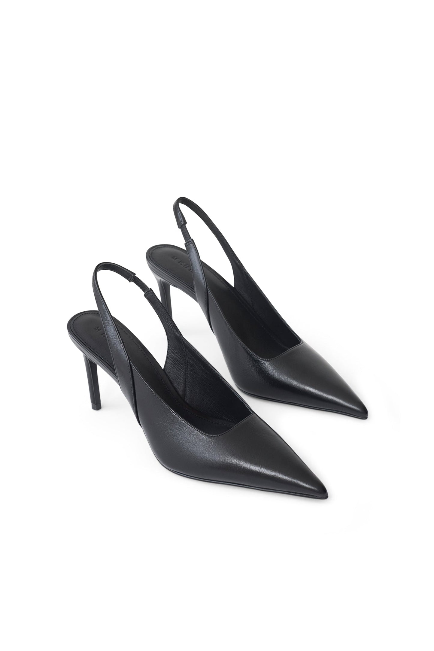 Samar Pointed Sling Back Heels - Black