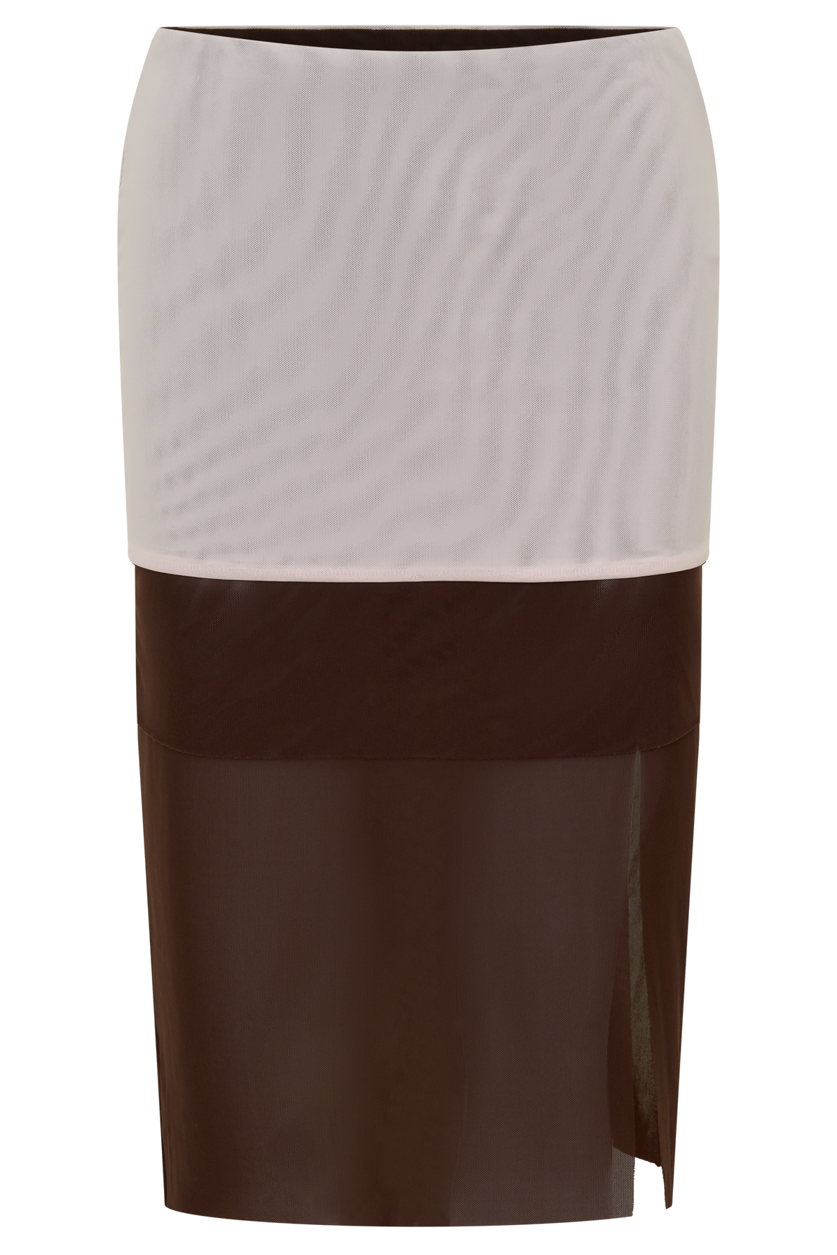 Arielle Mesh Layered Midi Skirt - Blush Pink/Chocolate #8