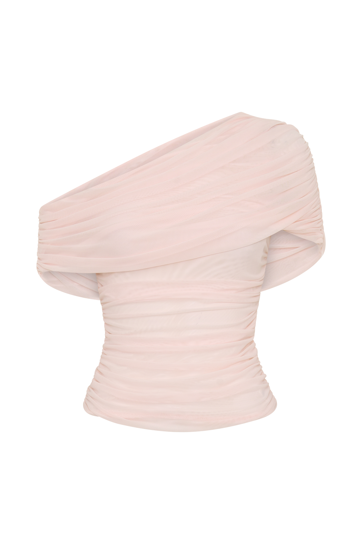 Arina Fluid Loose Neck Jersey Mesh Top - Pale Pink #8