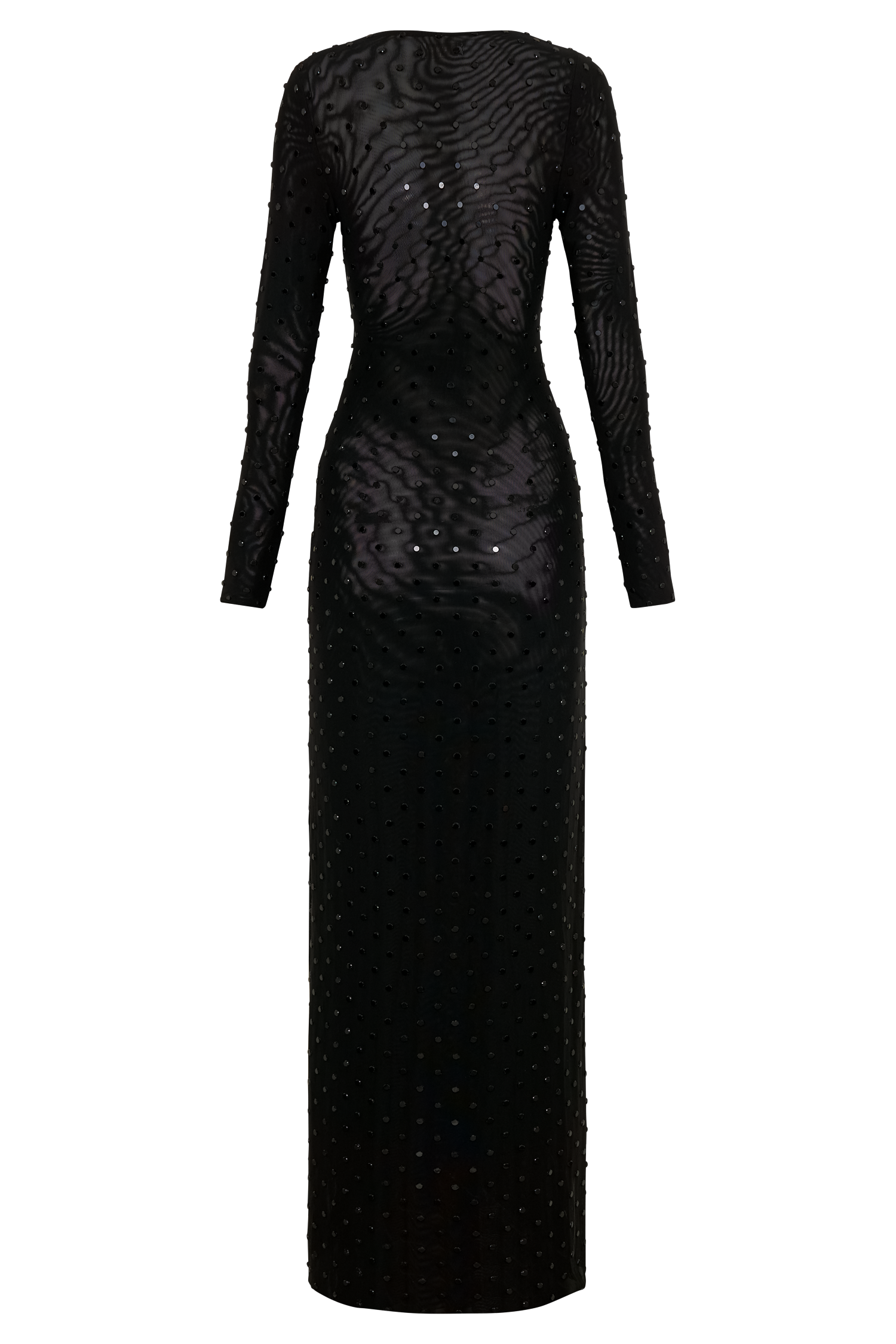 Acadia Diamante Long Sleeve Maxi Dress / Black | MESHKI