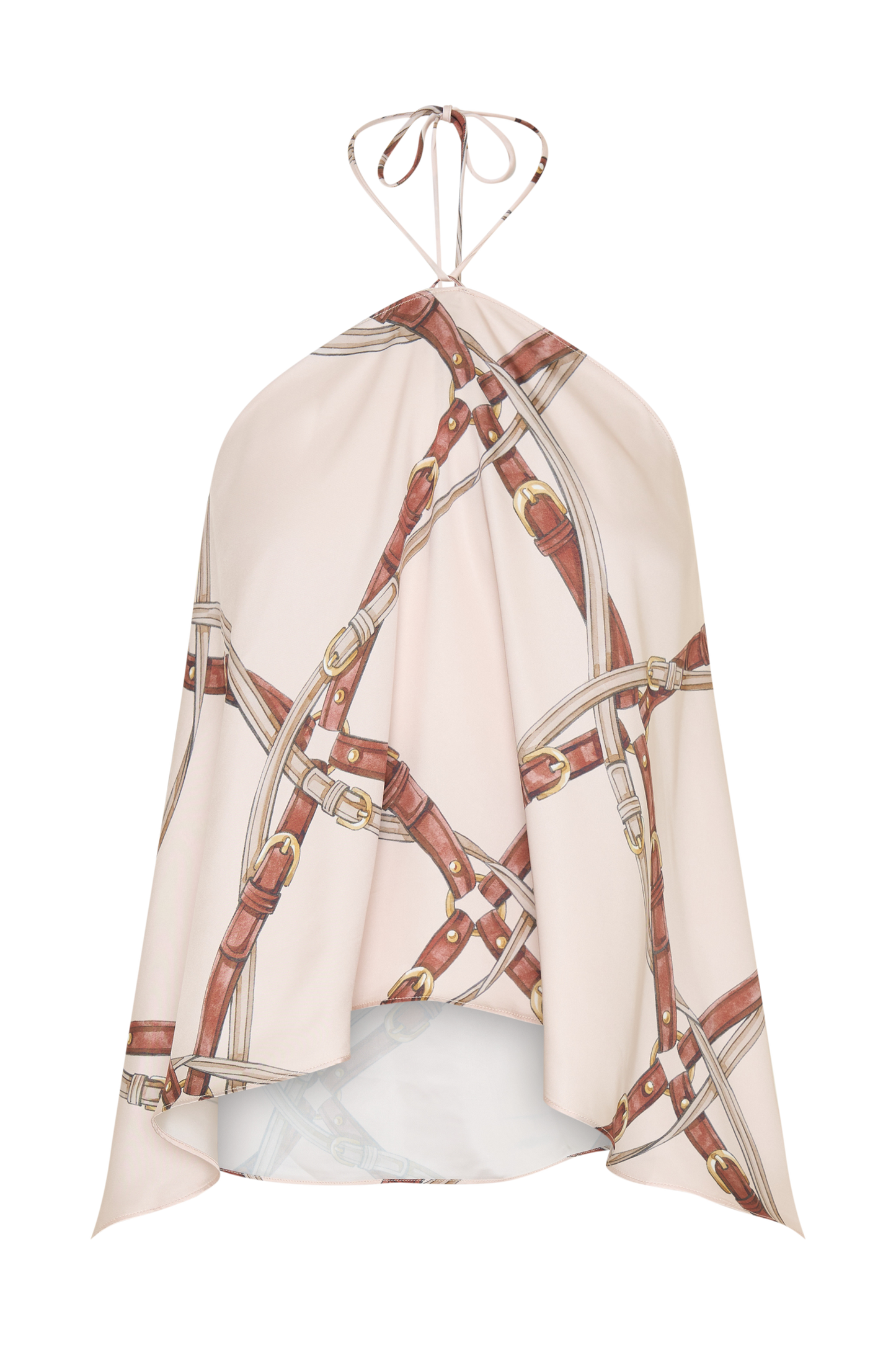 Adelaide Draped Satin Halter Top - Chain Print