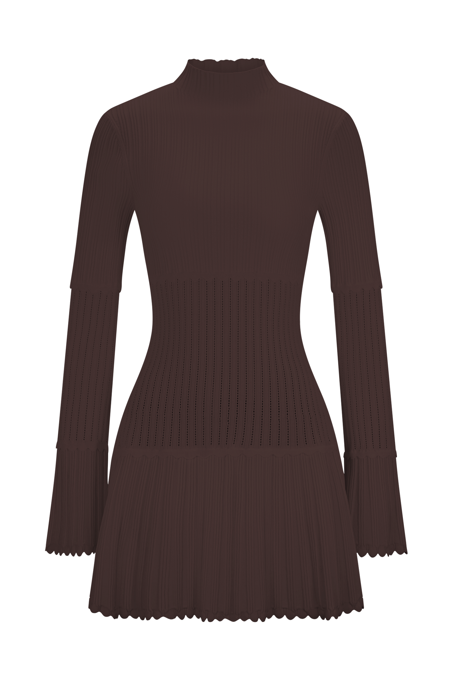 Adena Pointelle Knit Mini Dress - Chocolate