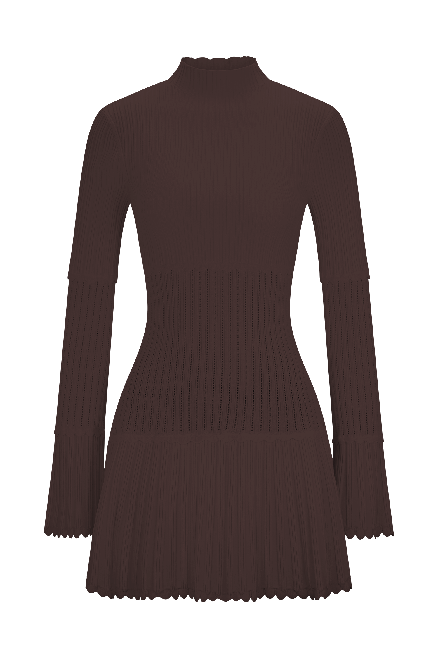 Adena Pointelle Knit Mini Dress - Chocolate | MESHKI US Adena Pointelle Knit Mini Dress - Chocolate | MESHKI US
