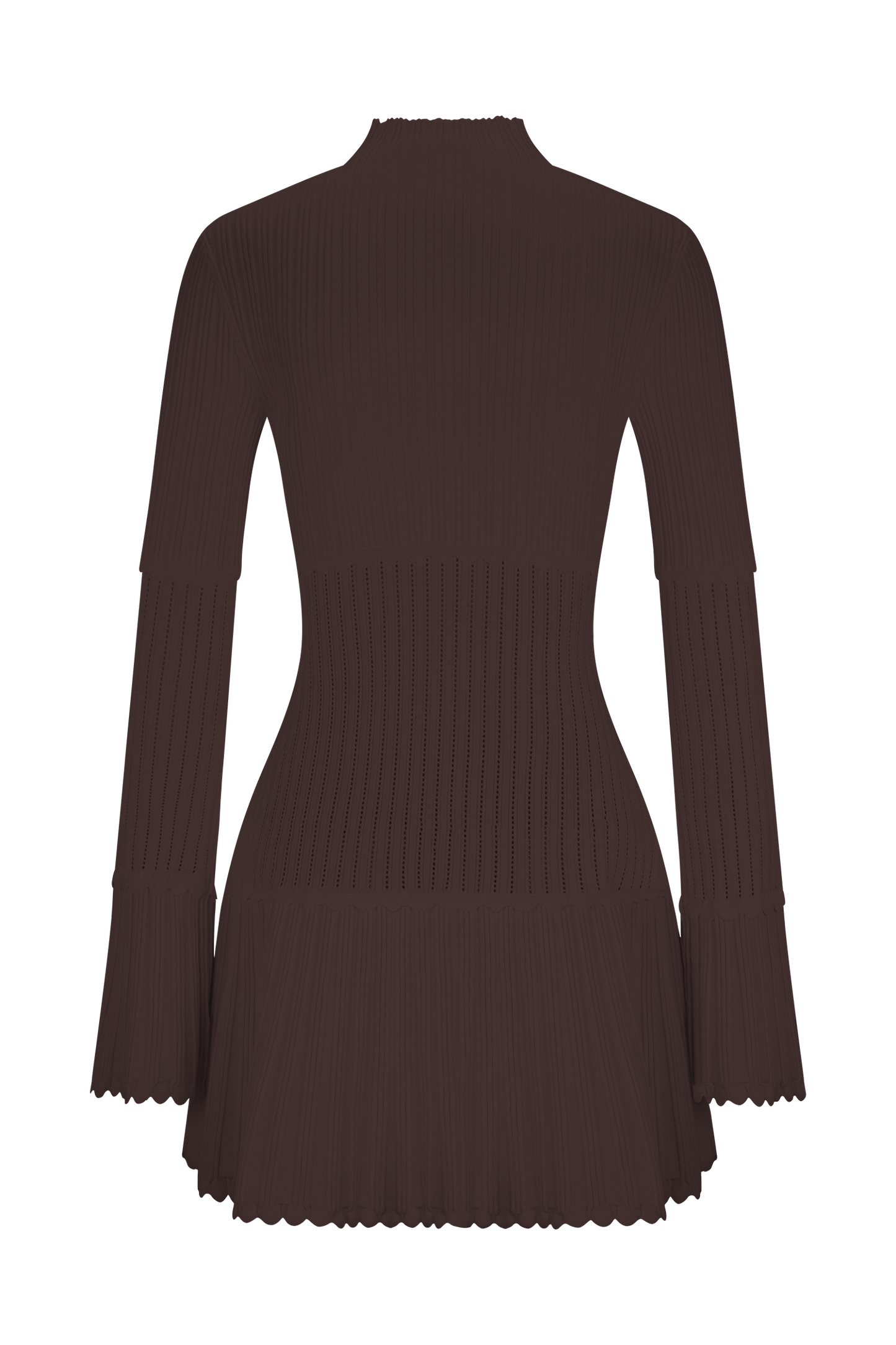 Adena Pointelle Knit Mini Dress - Chocolate