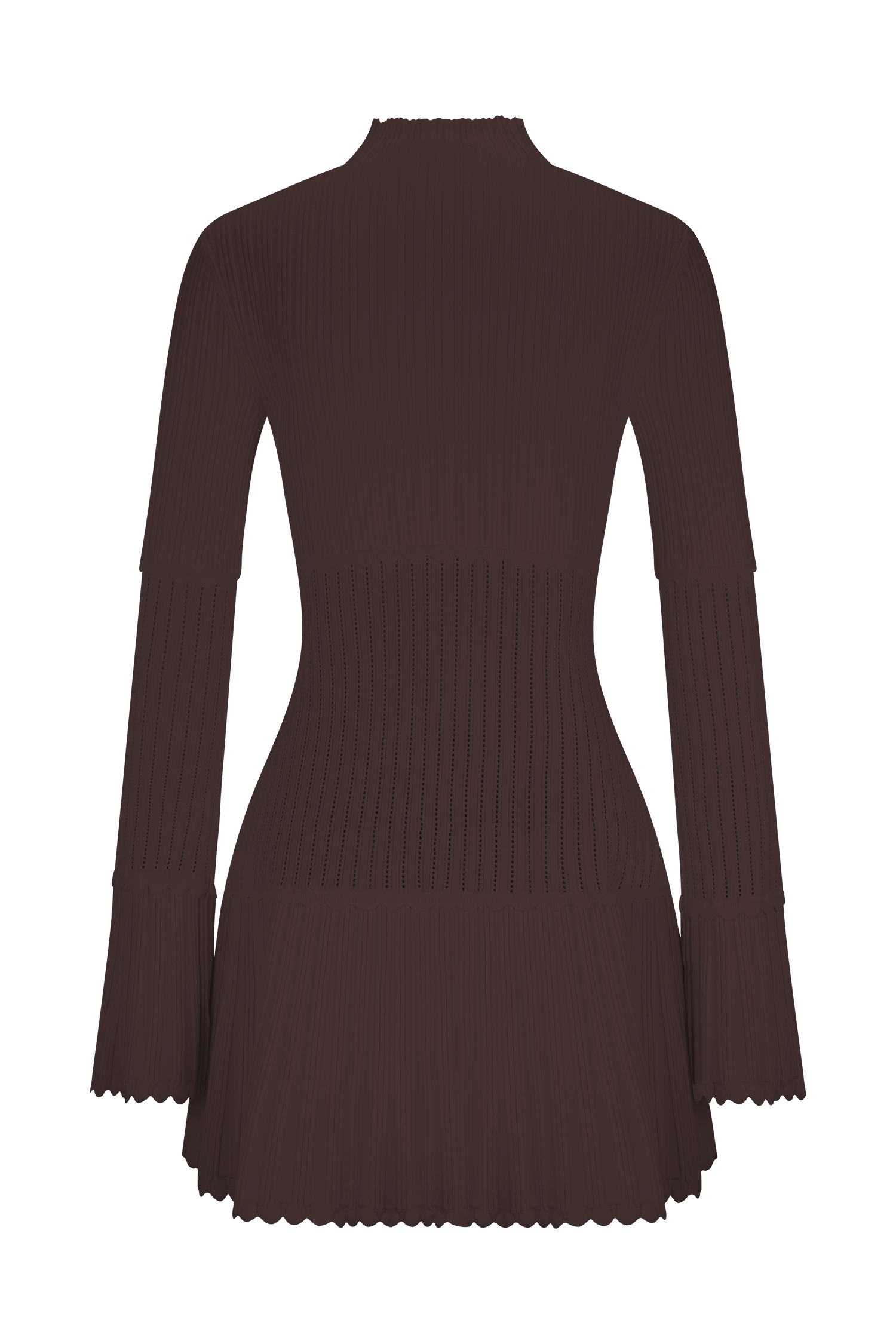 Adena Pointelle Knit Mini Dress - Chocolate | MESHKI US Adena Pointelle Knit Mini Dress - Chocolate | MESHKI US