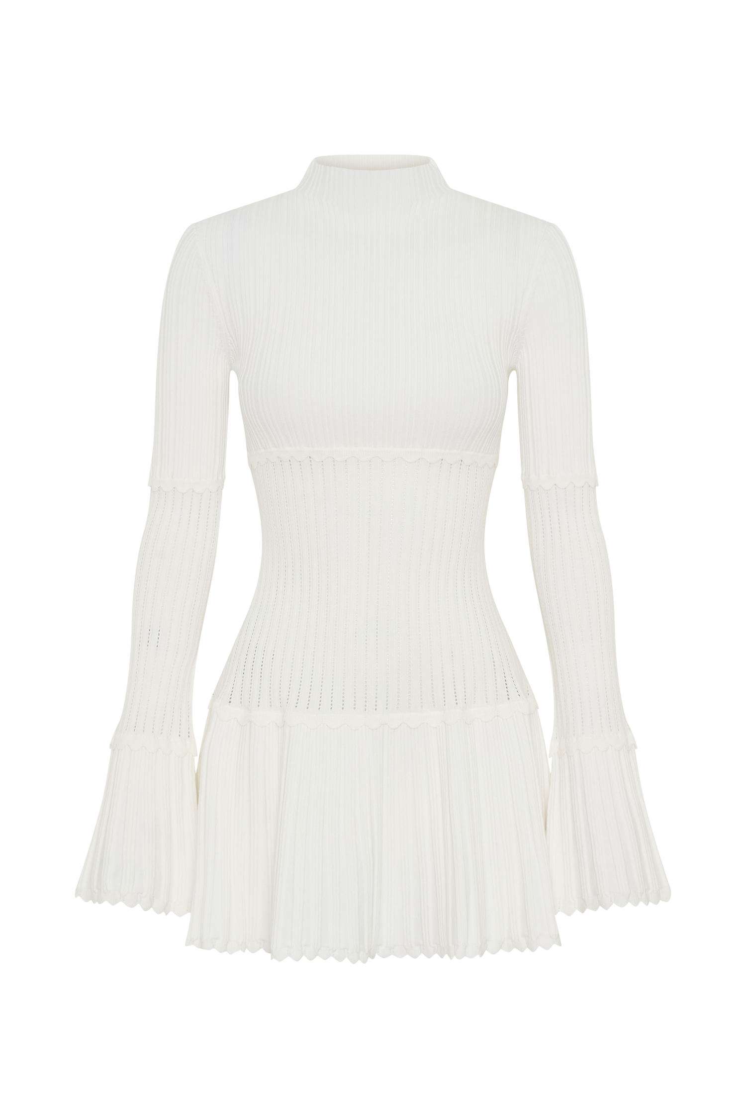 pointelle mini dress Adena Knit - Ivory 2Pc Long Nighty Auréline Noir Profond Élégance The more ruffles the Color:CYAN COMBO