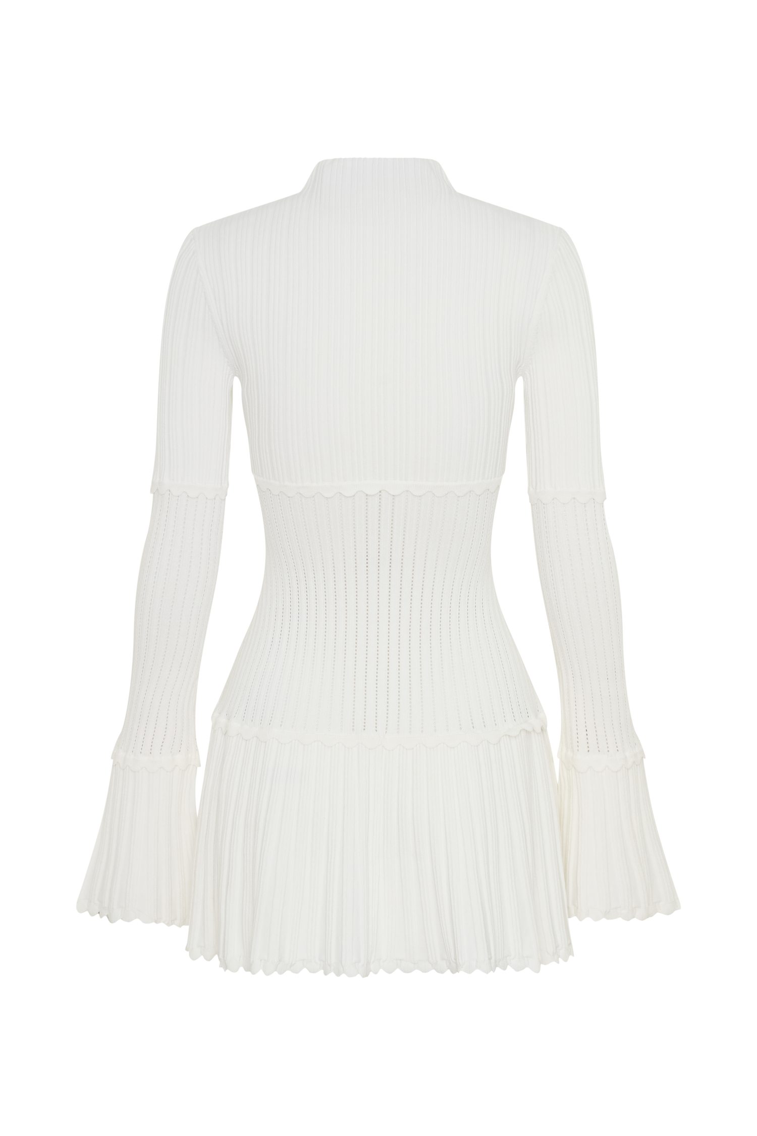Adena Pointelle Knit Mini Dress - Ivory | MESHKI US Adena Pointelle Knit Mini Dress - Ivory | MESHKI US