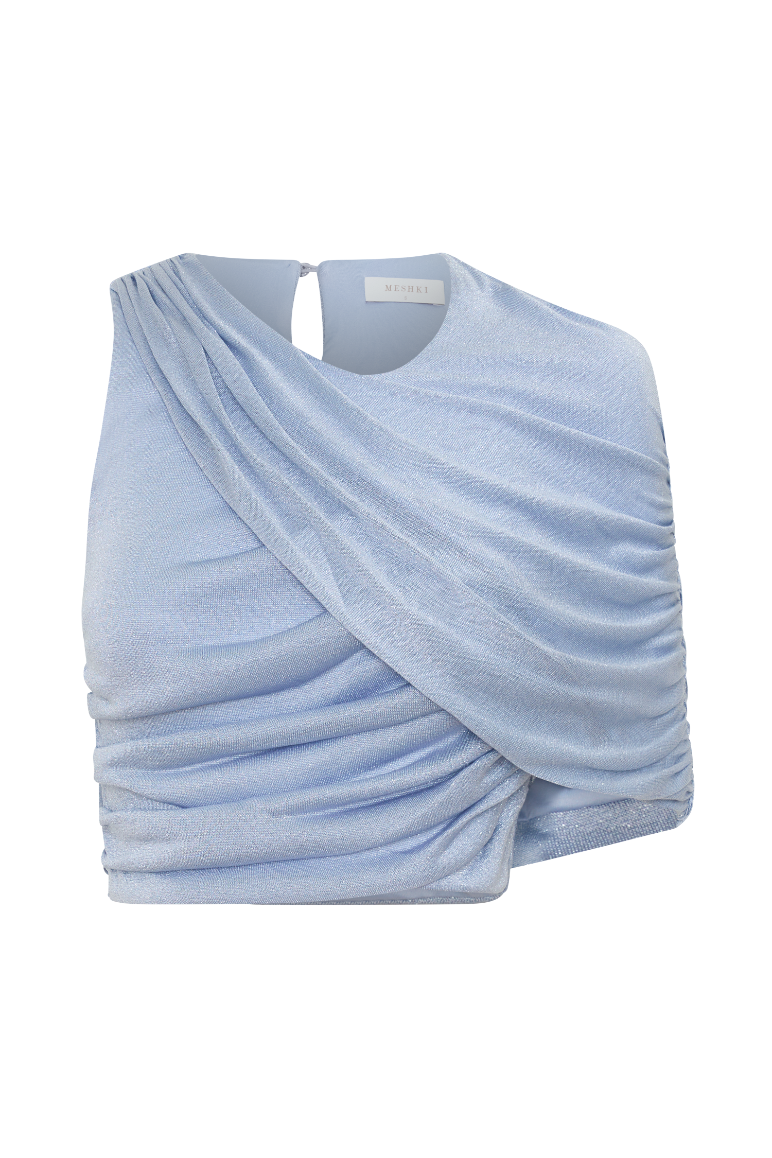 Adrienne One Shoulder Lurex Top - Pastel Blue | MESHKI US