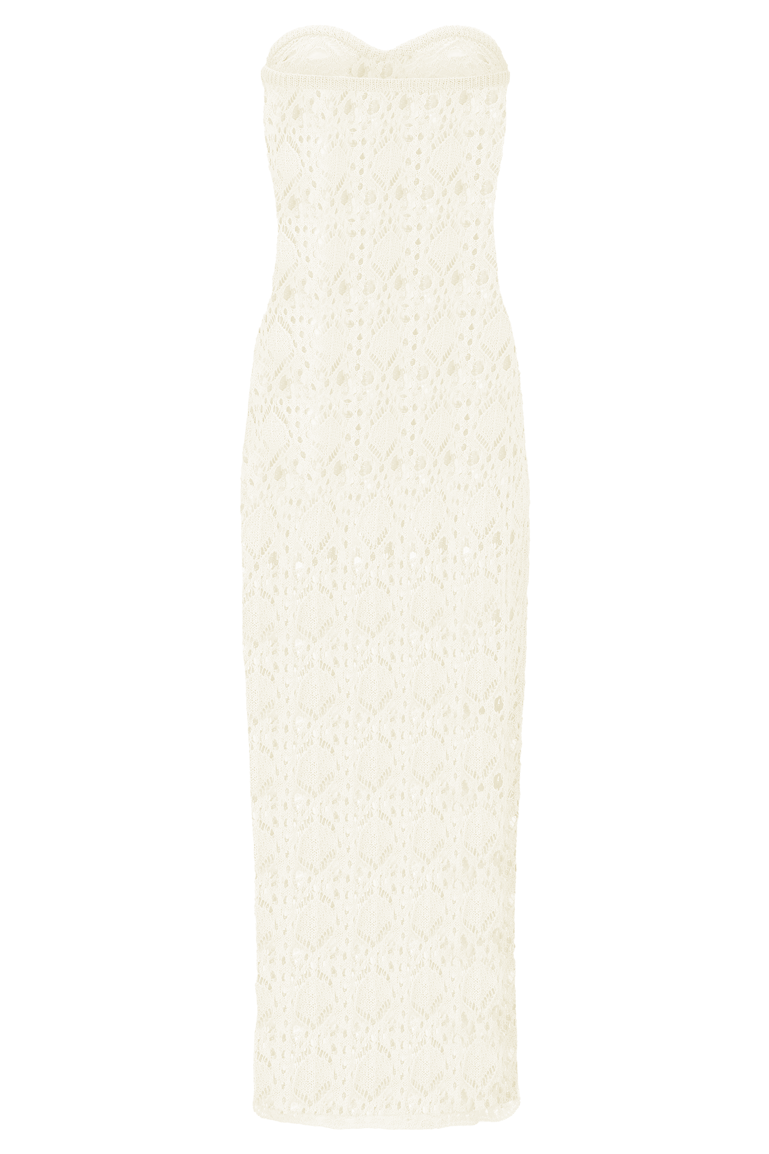 Aeline Strapless Crochet Knit Top - Ivory | MESHKI US