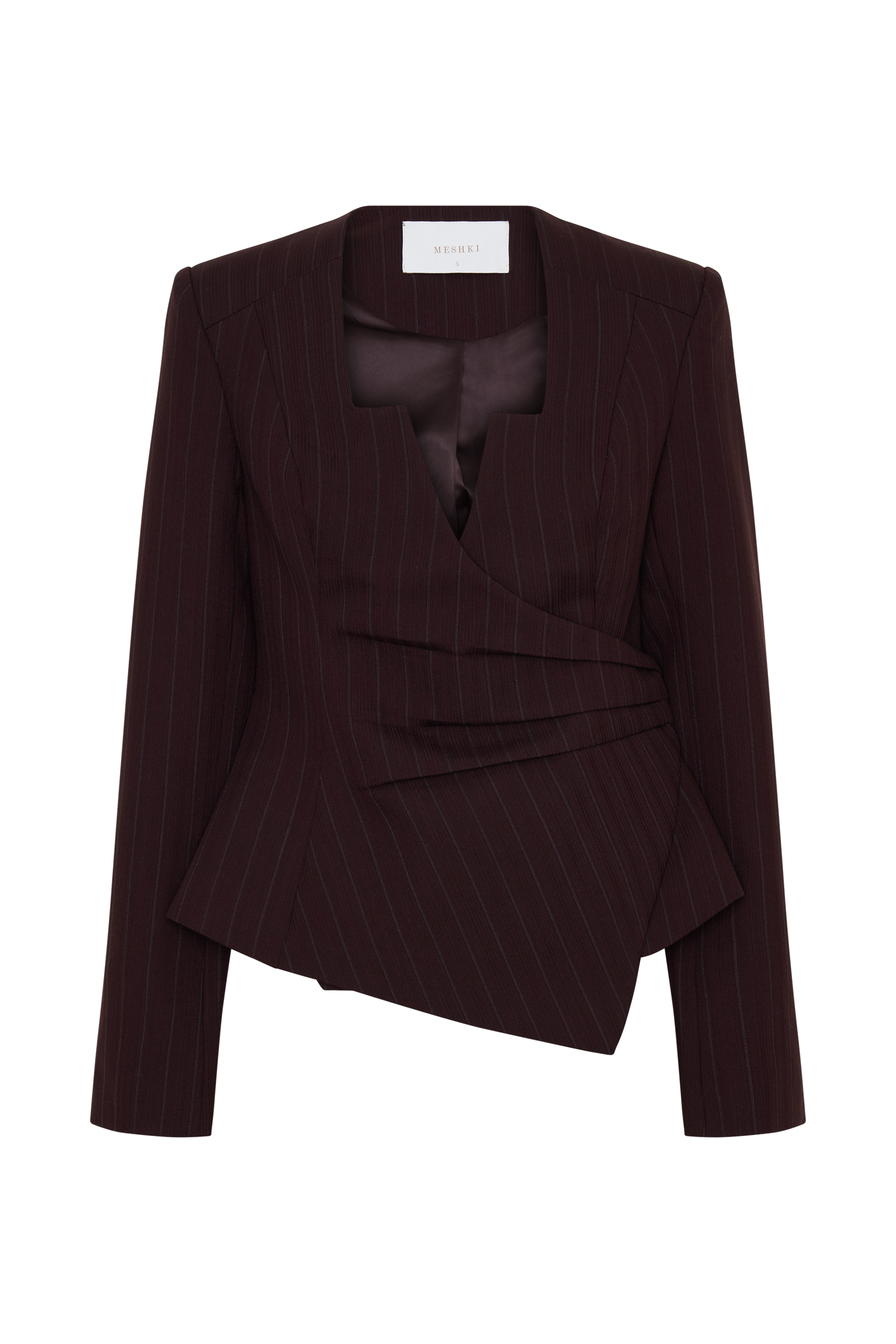 Agatha Square Neck Blazer - Plum Pinstripe #9