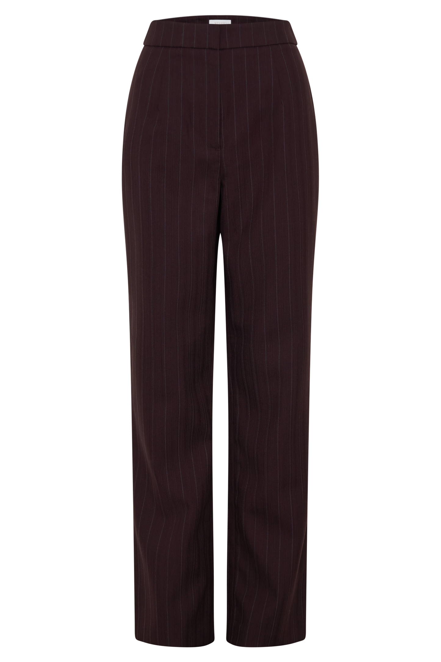 Agatha Straight Leg Suiting Pants - Plum Pinstripe