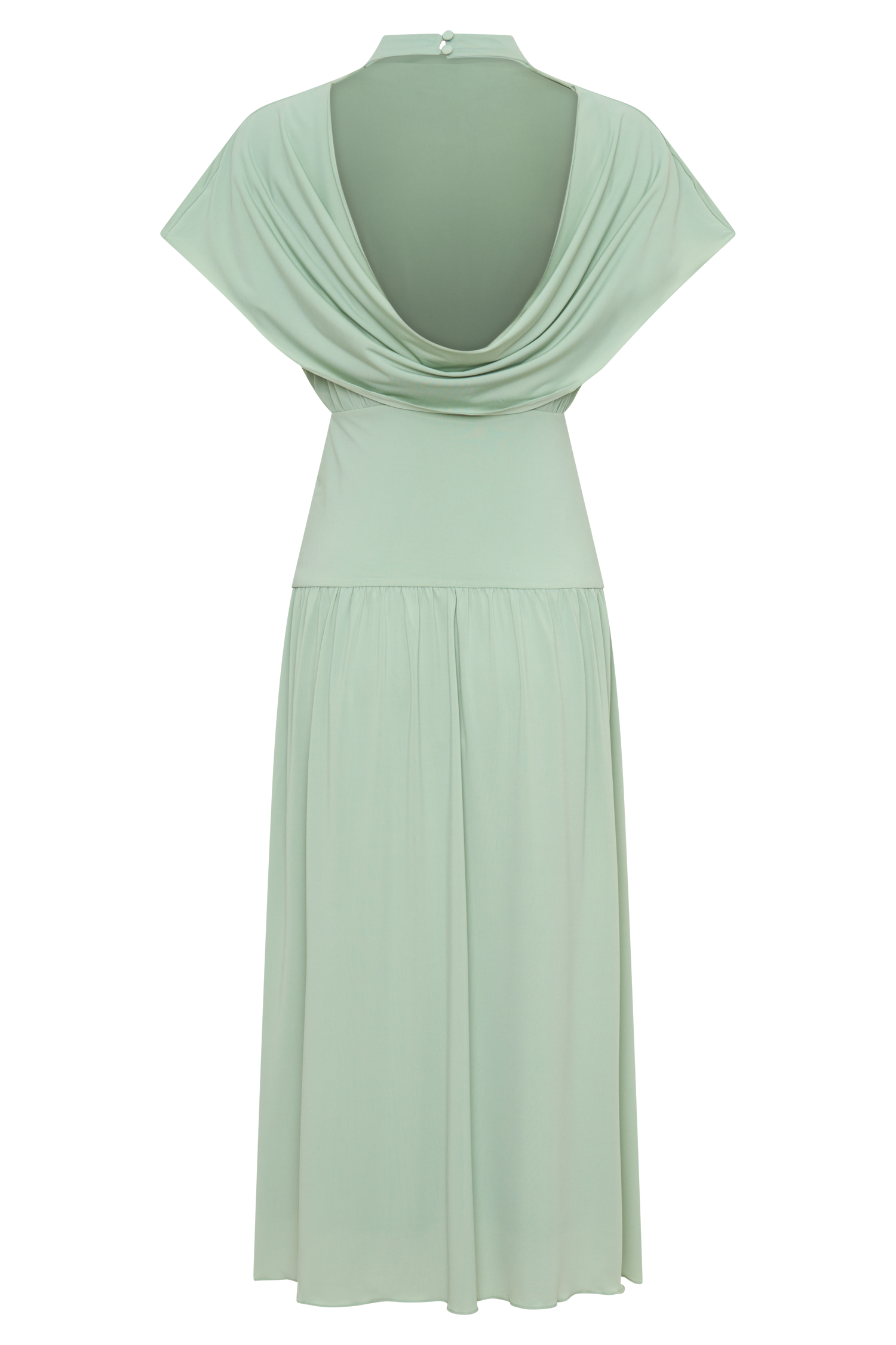 Ailla High Neck Cowl Midi Dress / Aqua Grey | MESHKI