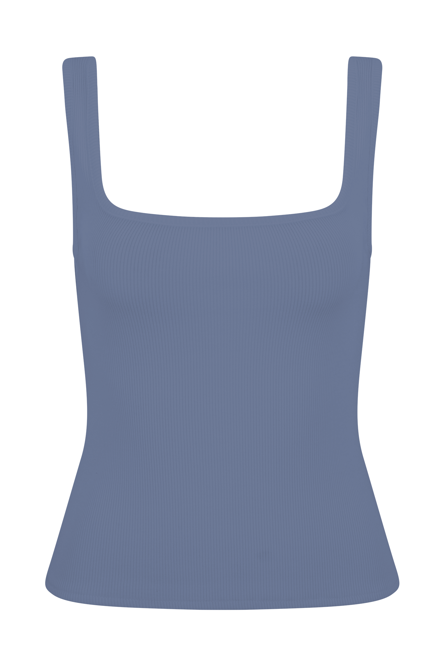 Aisling Ribbed Square Neck Sleeveless Top - Cornflower Blue #11