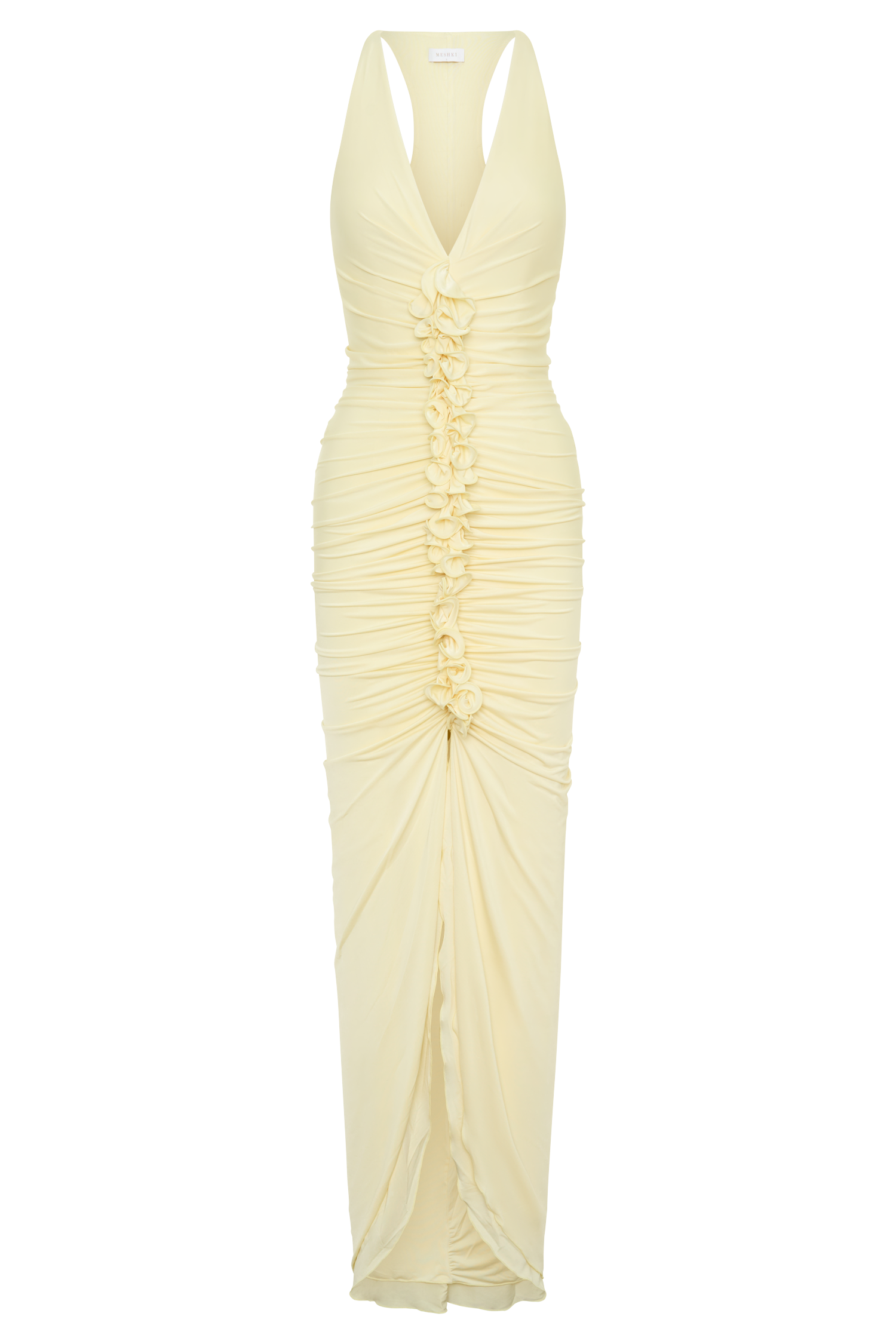 Alessandra Slinky Ruffle Maxi Dress / Lemon | MESHKI
