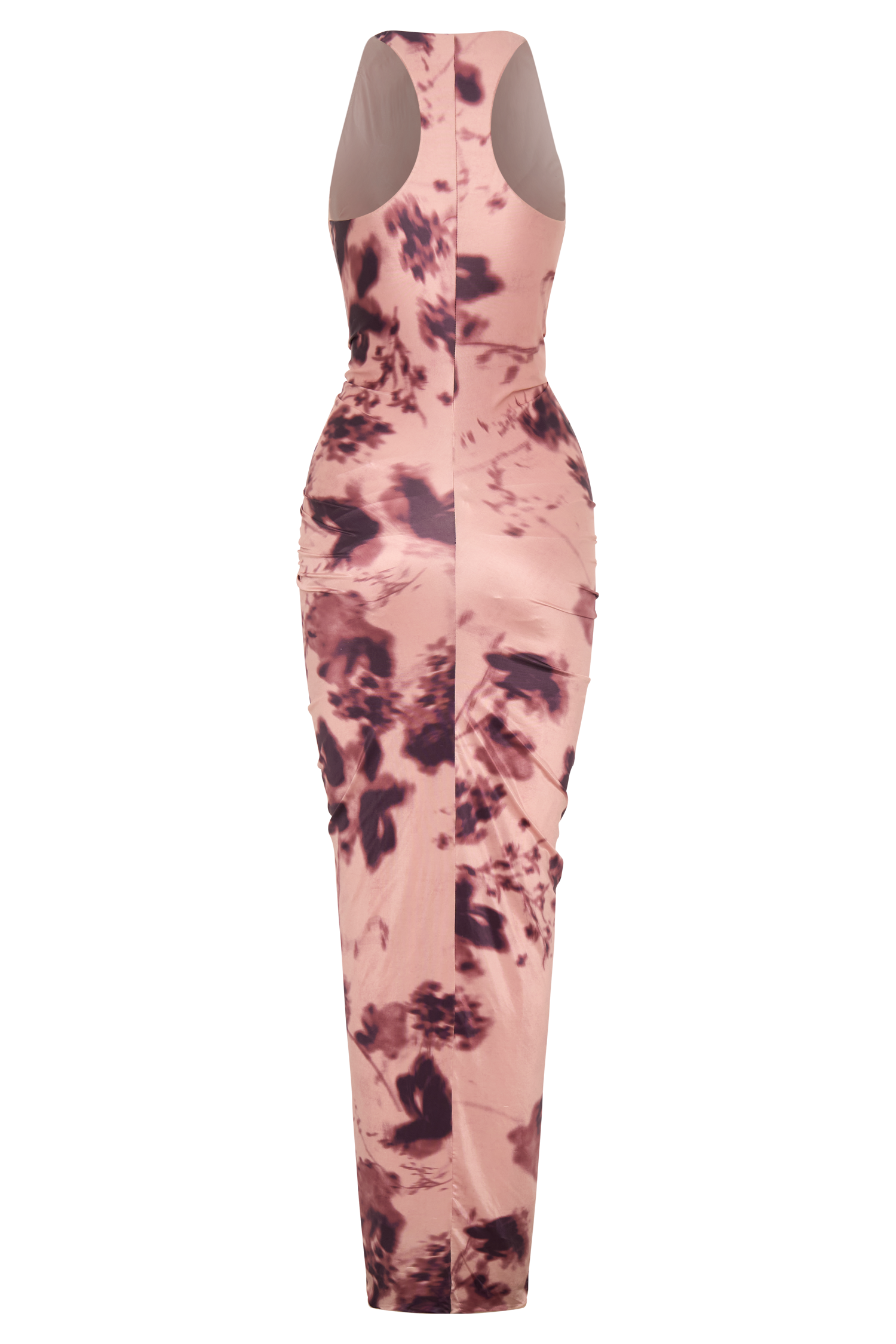 Alessandra Slinky Ruffle Maxi Dress - Pink Blurred Floral Print | MESHKI US Alessandra Slinky Ruffle Maxi Dress - Pink Blurred Floral Print | MESHKI US