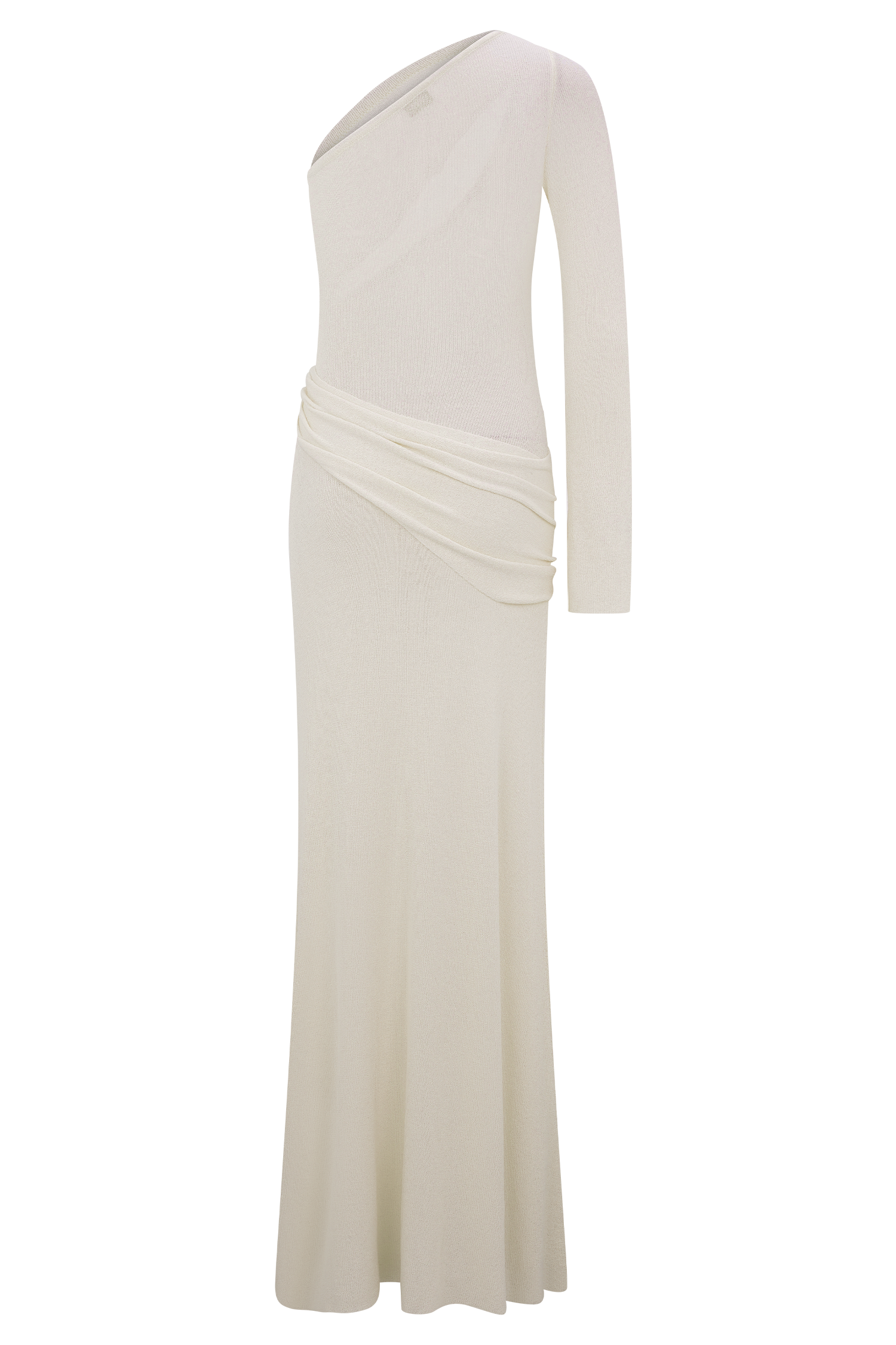 Alexius One Shoulder Knit Maxi Dress - Ivory | MESHKI US Alexius One Shoulder Knit Maxi Dress - Ivory | MESHKI US