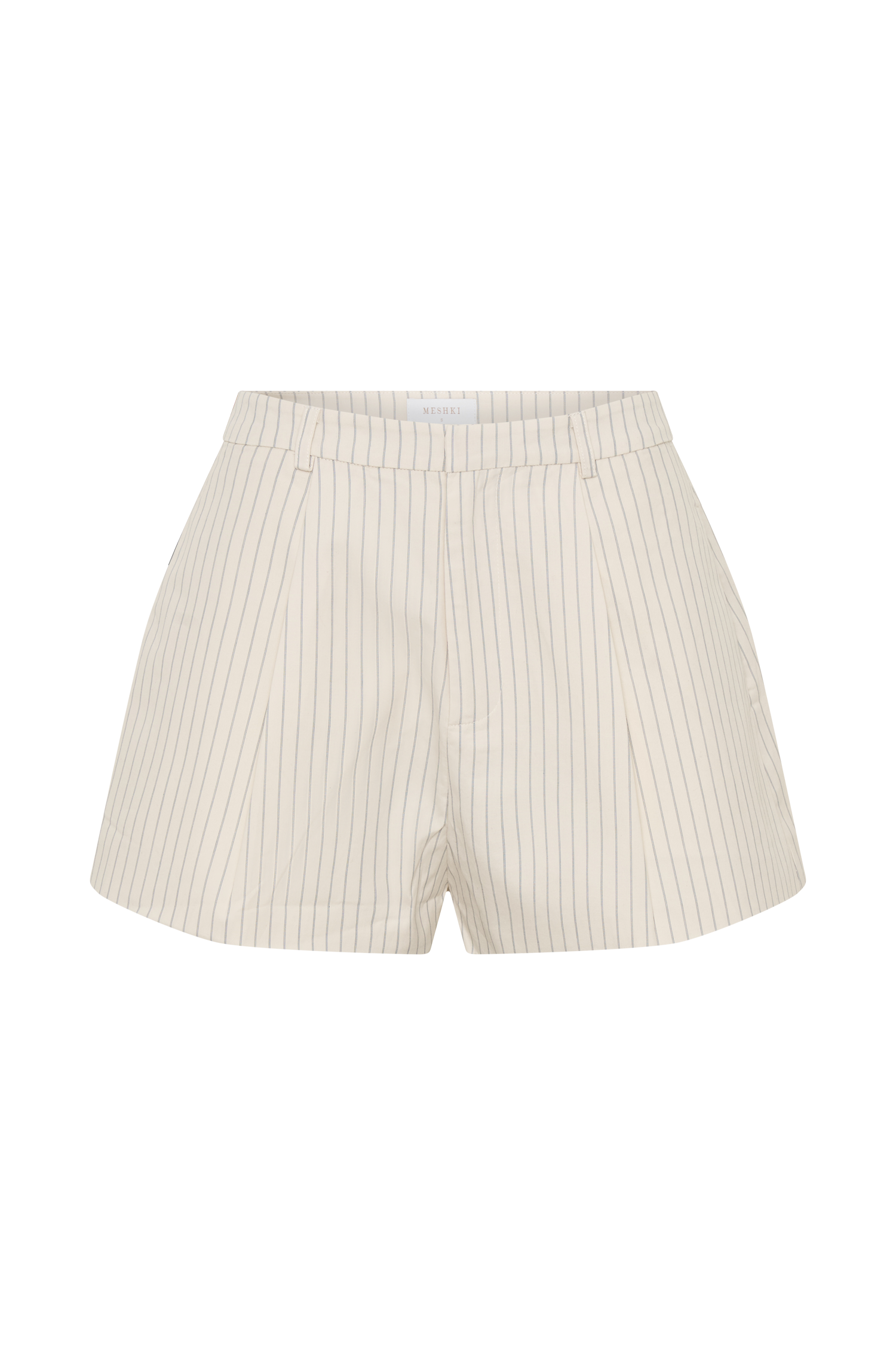 Alina Pintuck Cotton Shorts - Stripe | MESHKI US