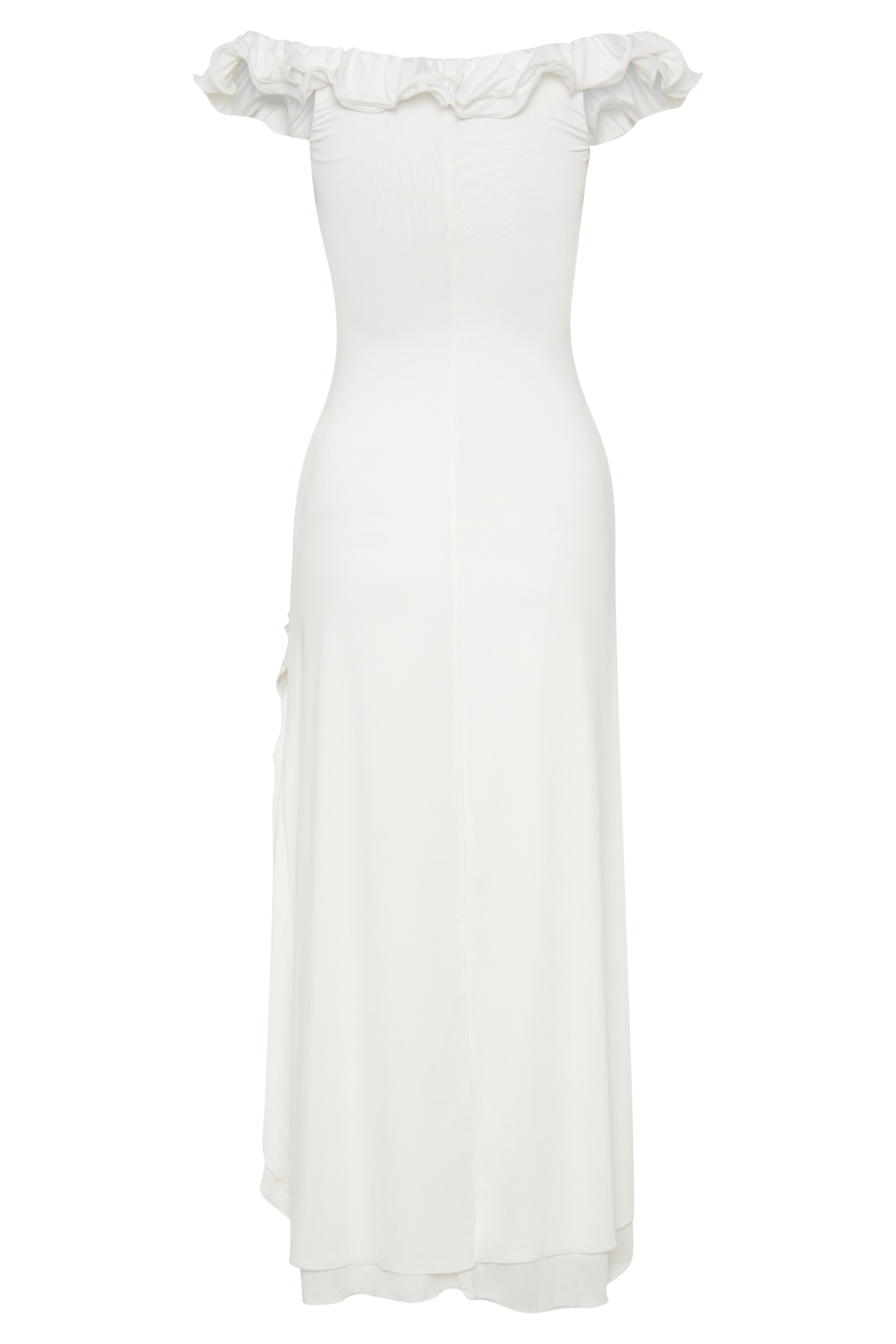 Allegra Off Shoulder Ruffle Midi Dress - Ivory Allegra Off Shoulder Ruffle Midi Dress - Ivory