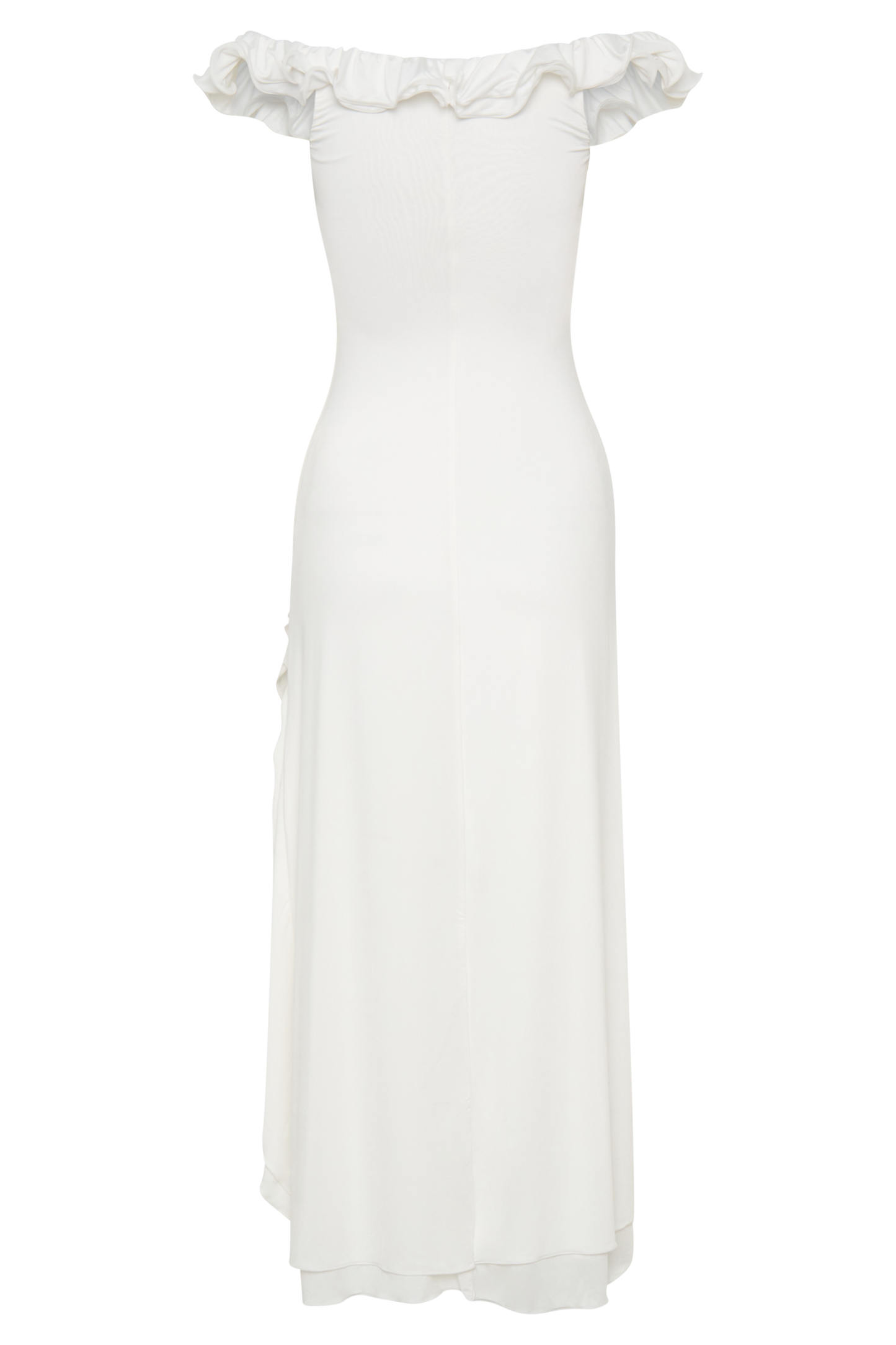 Allegra Off Shoulder Ruffle Midi Dress - Ivory