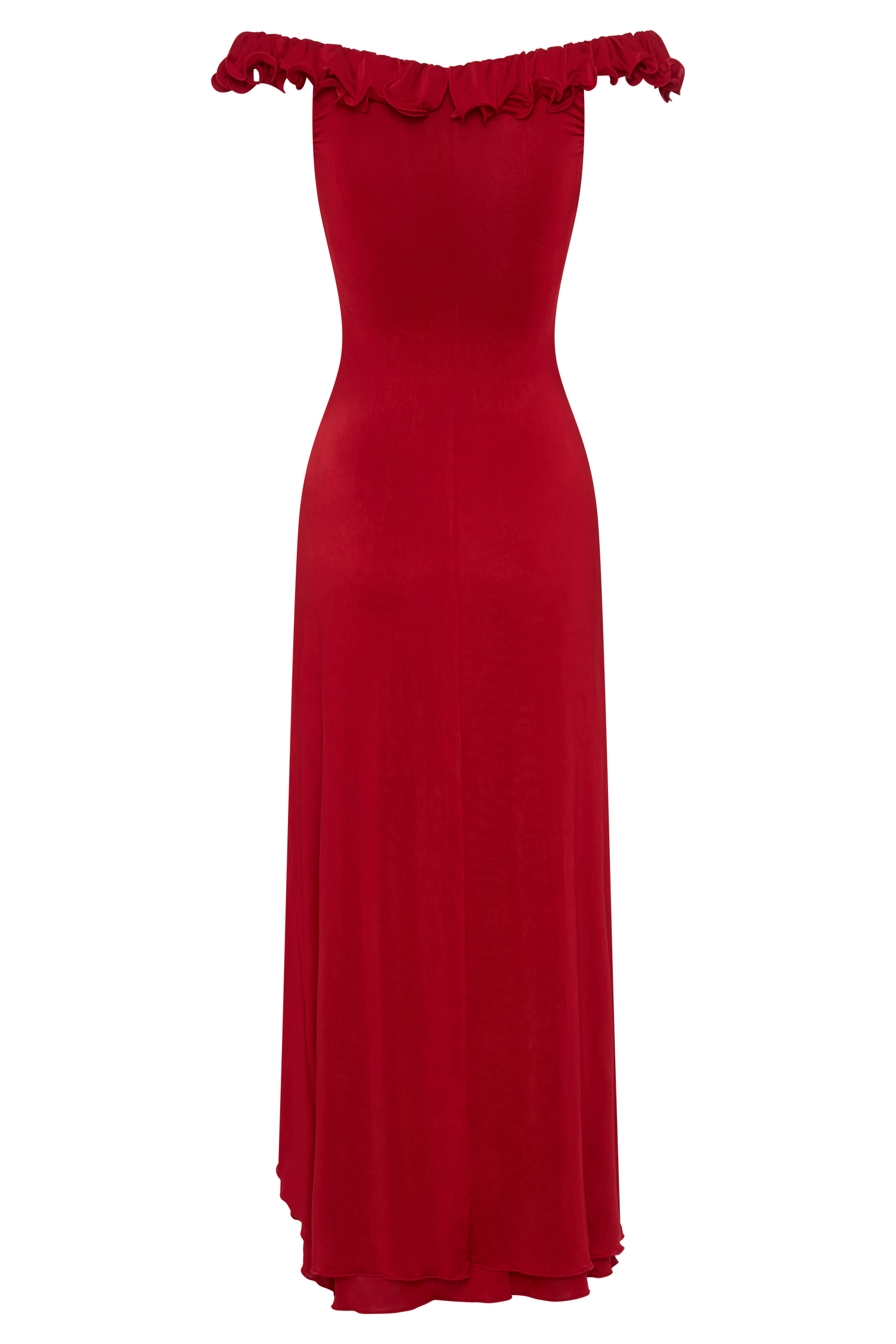 Allegra Off Shoulder Ruffle Midi Dress - Ruby | MESHKI US Allegra Off Shoulder Ruffle Midi Dress - Ruby | MESHKI US