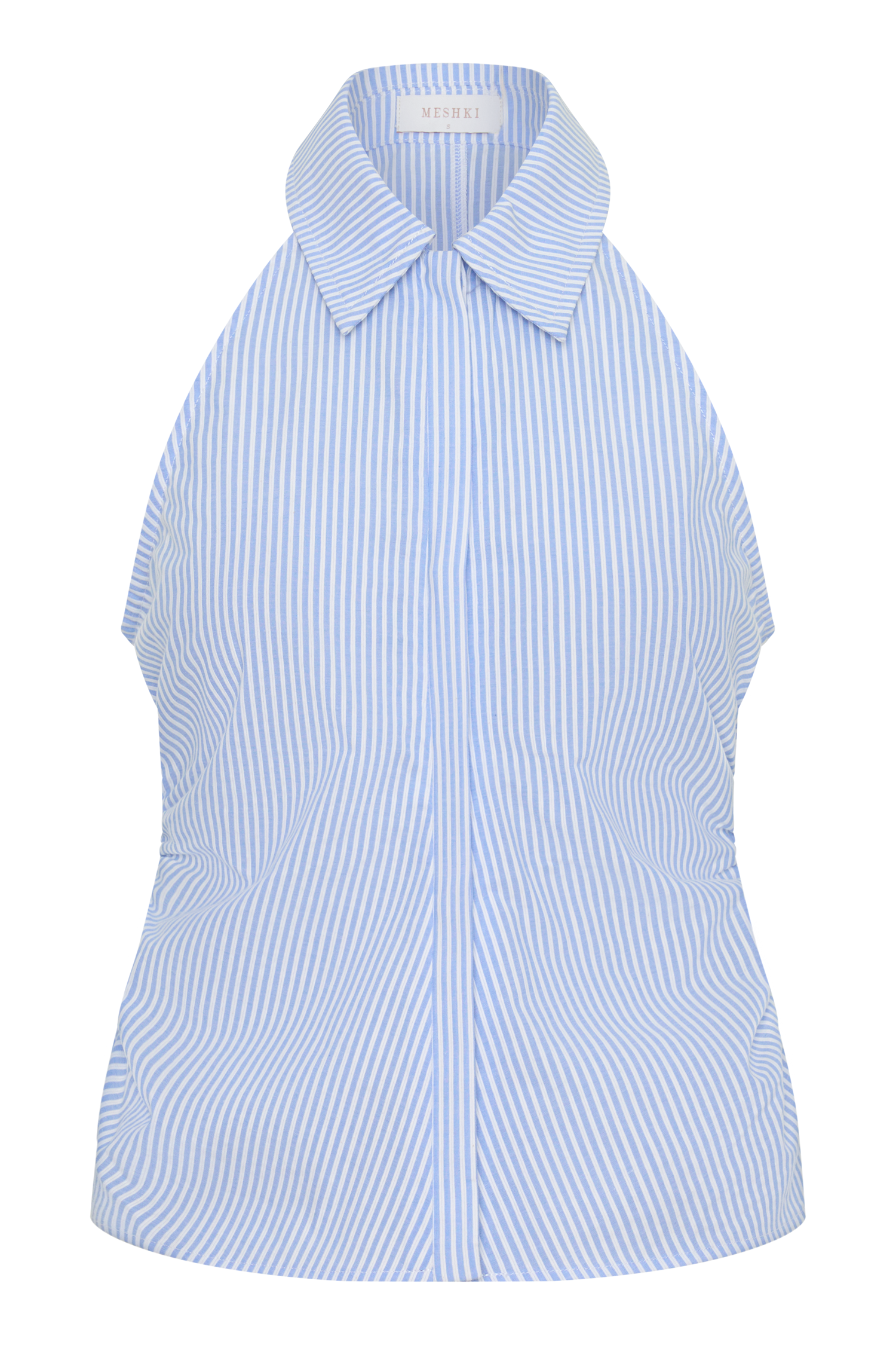 halter dress shirt Allison Sleeveless - Blue Pinstripe Made in our classic pcat-317 Color:Dark Pink Black Friday Dress ——
