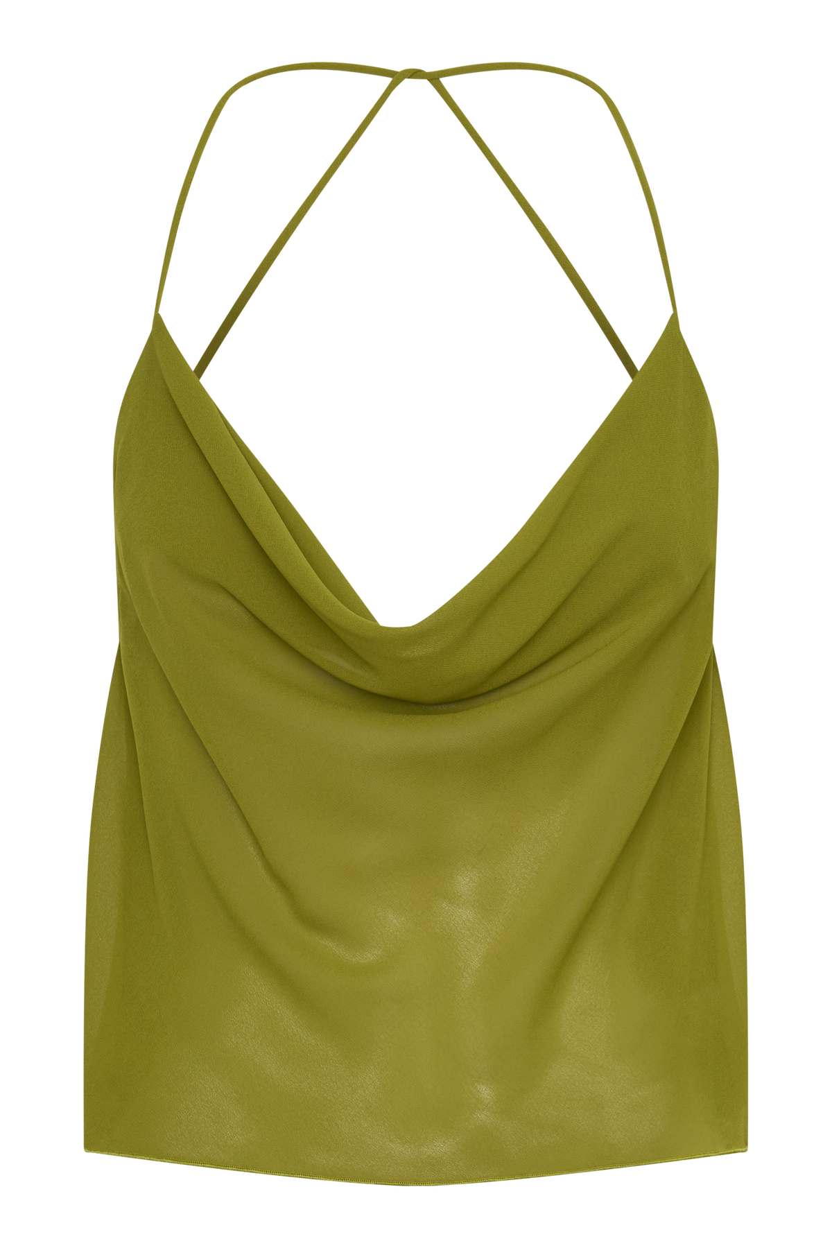 Amelia Low Back Chiffon Top - Green