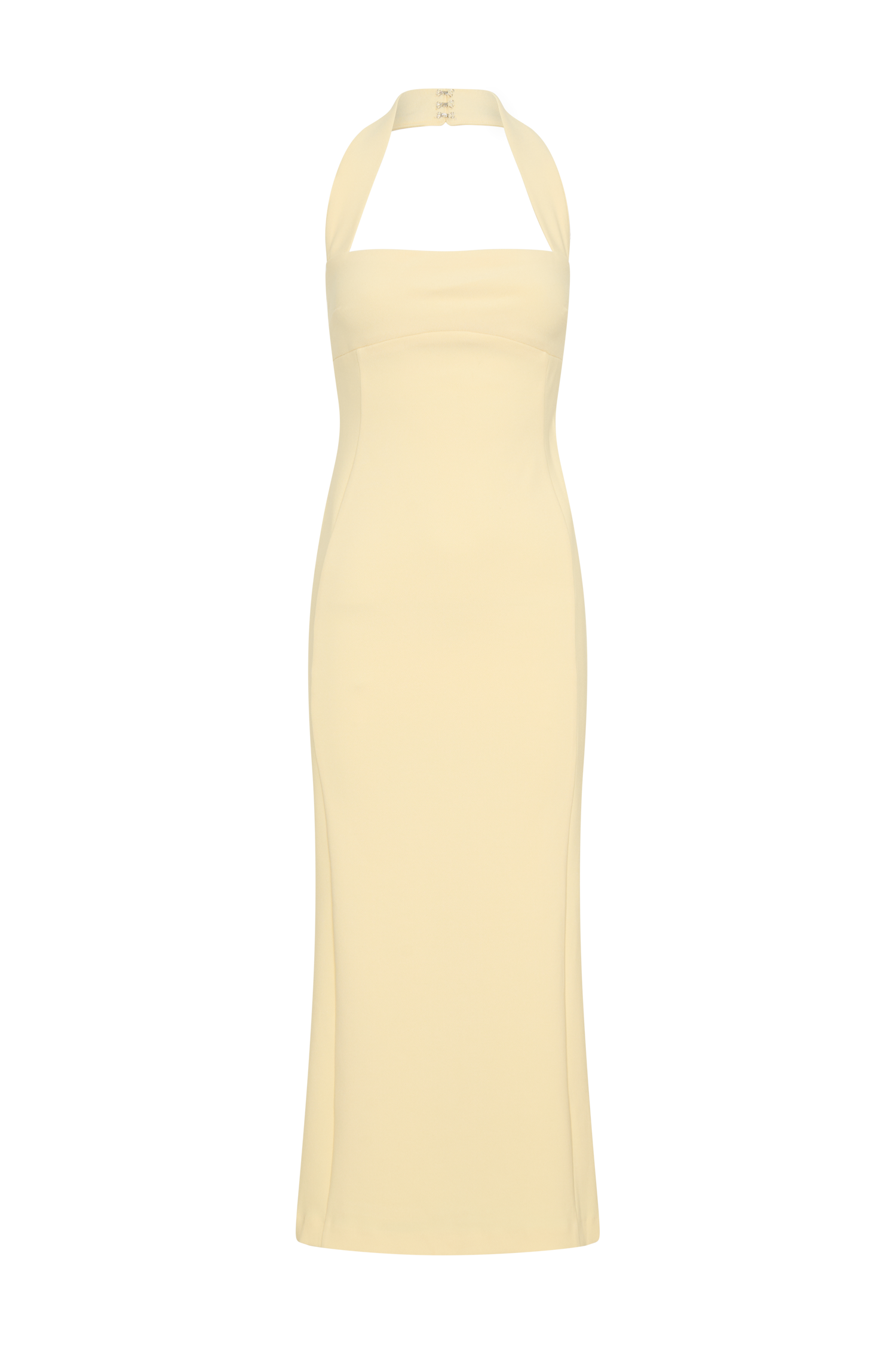 Amelita Suiting Halter Midi Dress / Pale Lemon | MESHKI