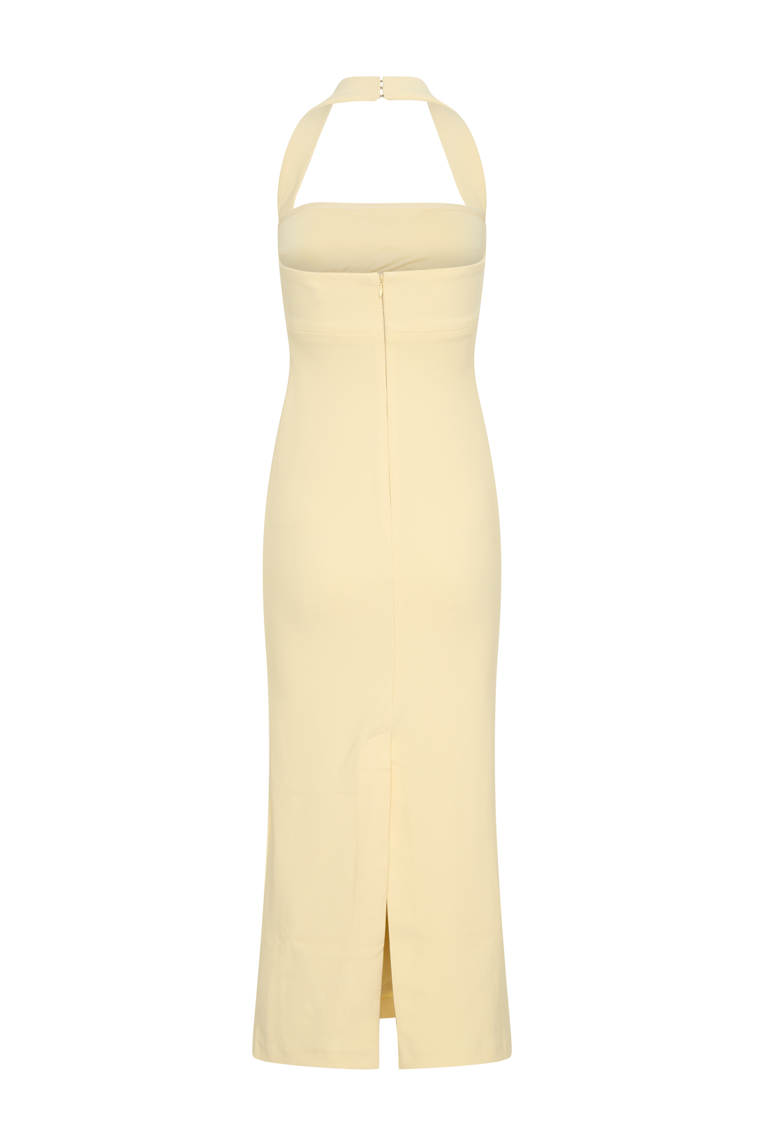 Amelita Suiting Halter Midi Dress - Pale Lemon | MESHKI US Amelita Suiting Halter Midi Dress - Pale Lemon | MESHKI US
