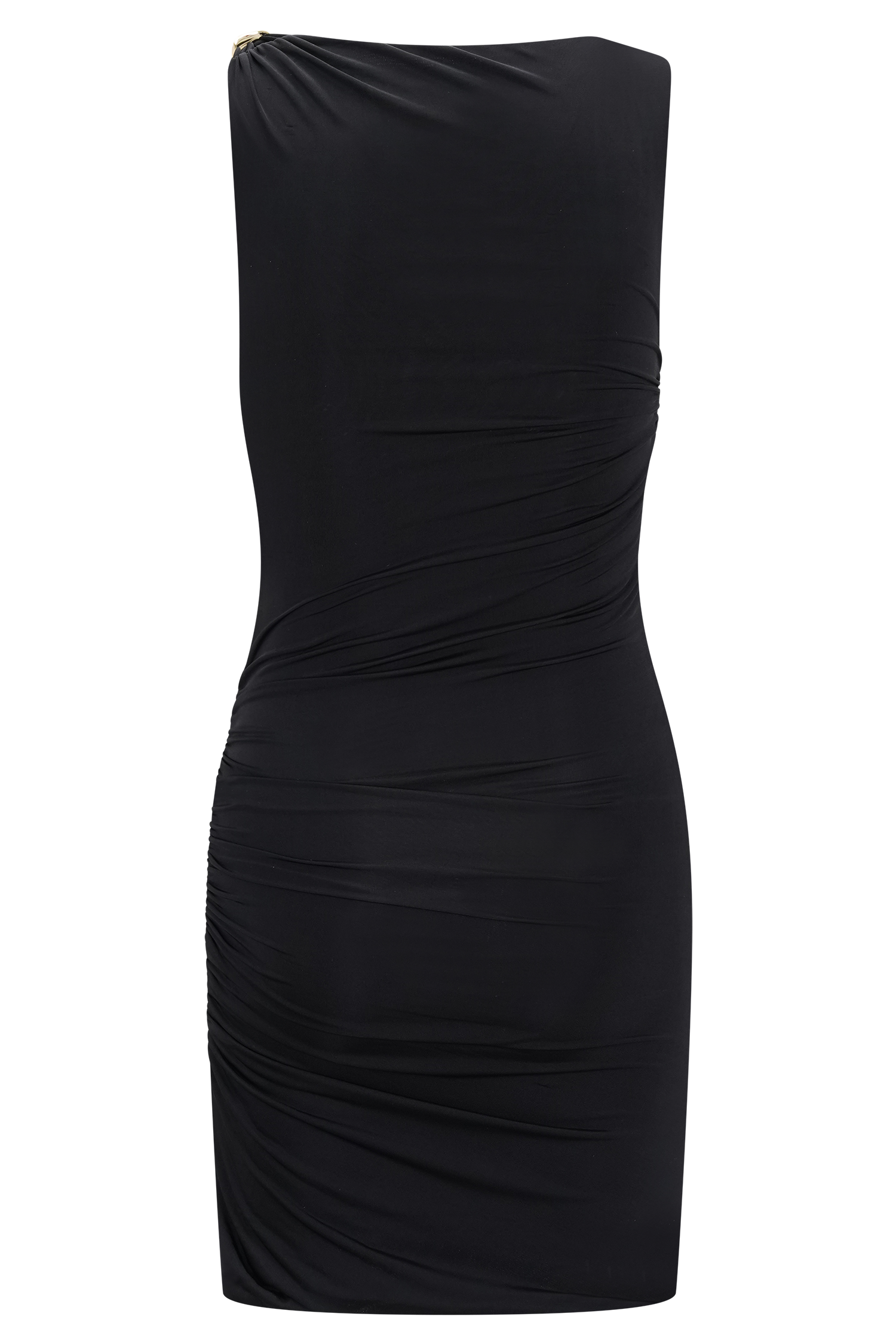 Amia Slinky Sleeveless Mini Dress With Hardware - Black | MESHKI US Amia Slinky Sleeveless Mini Dress With Hardware - Black | MESHKI US